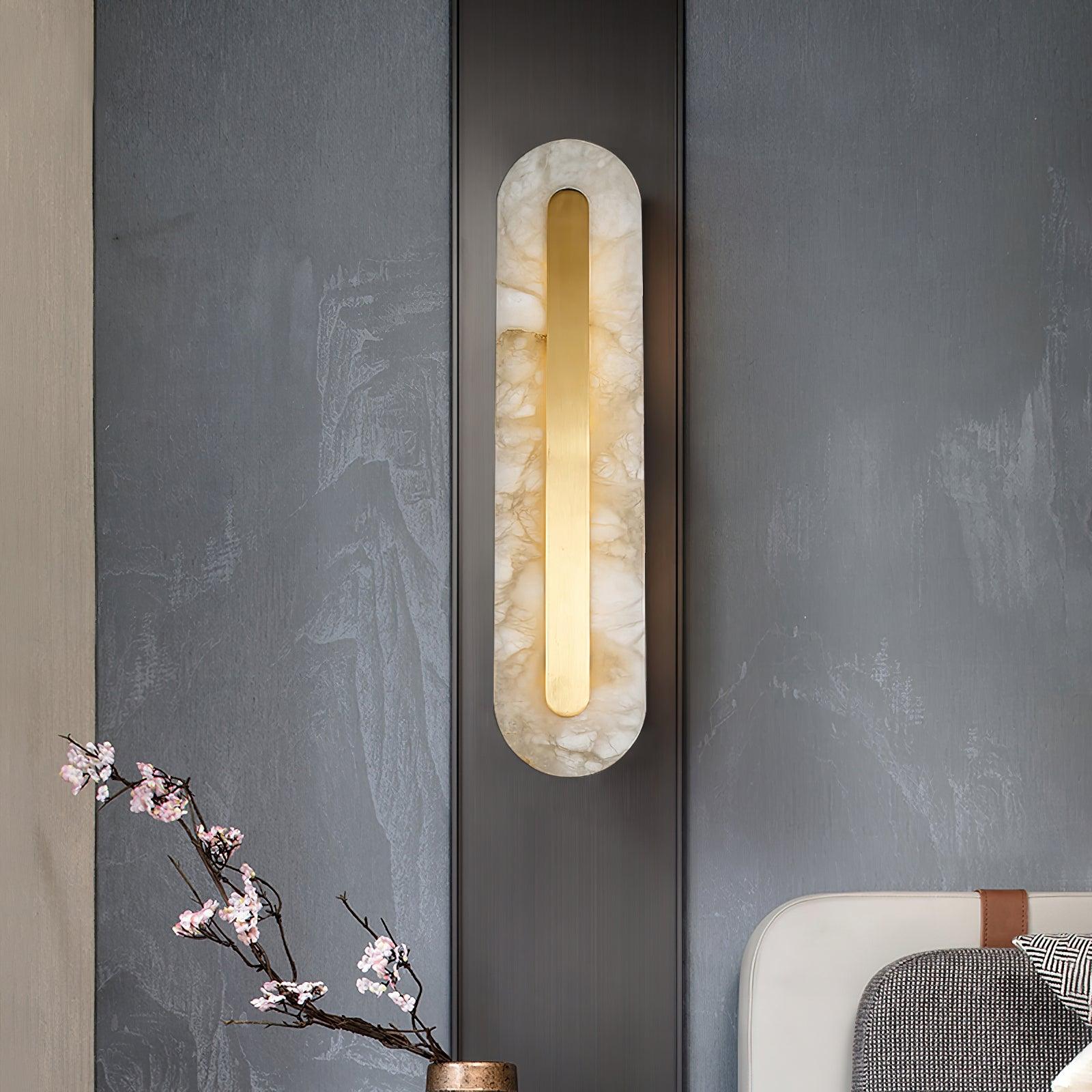 Modern Alabaster Rounded Wall Light Fixture - Elegant Indoor Sconce for Living Room, Bedroom & Hallway Lighting