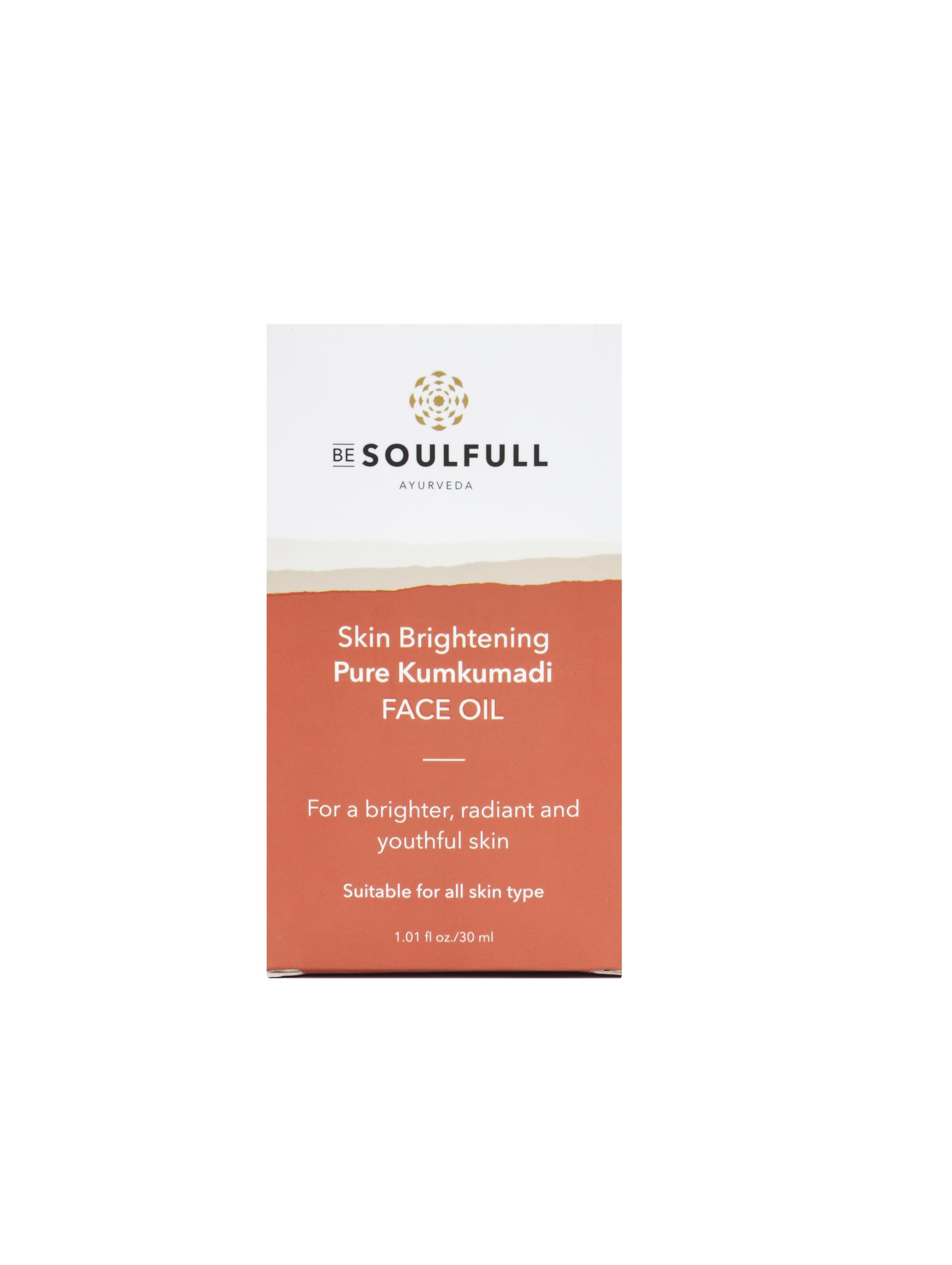 Be Soulfull Kumkumadi Face Oil - Skin Brightening & Anti-Aging Treatment for Radiant, Youthful Glow | 30ml Pure Ayurvedic Facial Oil for Daily Skincare Routine & Nighttime Regimen