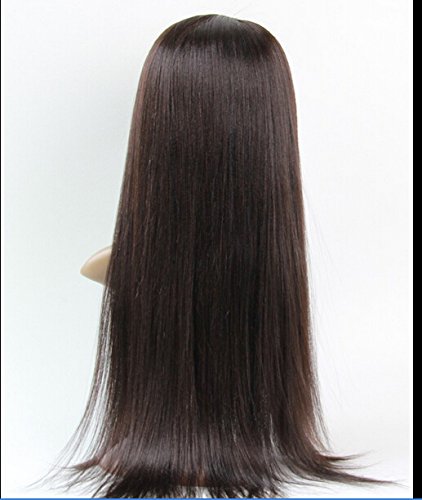 8 Inch Full Lace Human Hair Wigs for Black Women - Virgin Remy Indian Hair in Italian Yaki Straight Style (Color #2 Dark Brown) | Perfect for Daily Wear, Special Occasions & Protective Styling