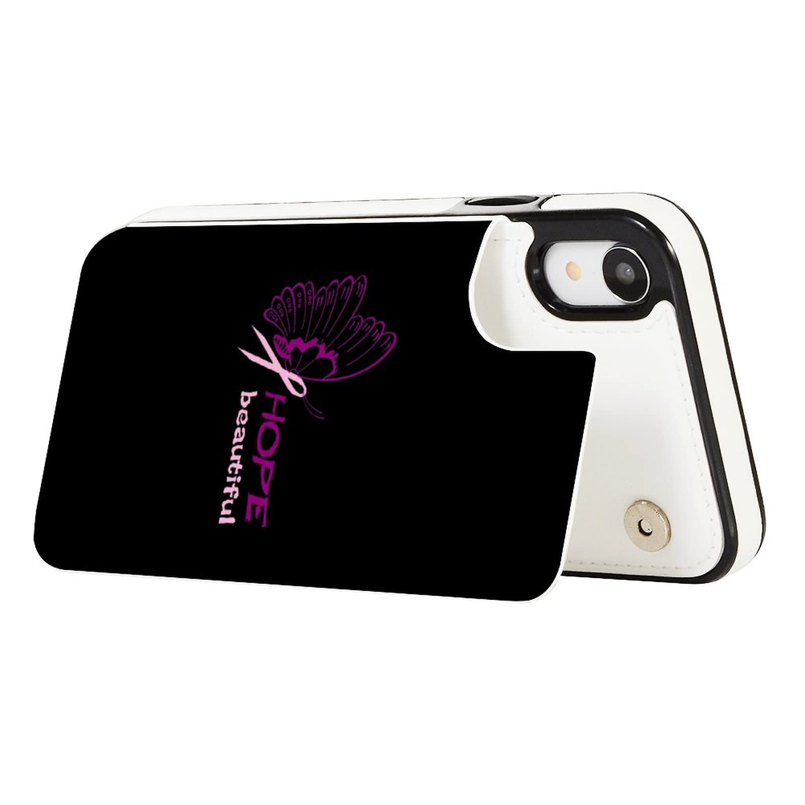 Pink Ribbon Butterfly Wallet Phone Case for iPhone XR - Breast Cancer Awareness Flip Cover with Card Holder & Purse | Perfect for Charity Events, Daily Use & Gift Giving