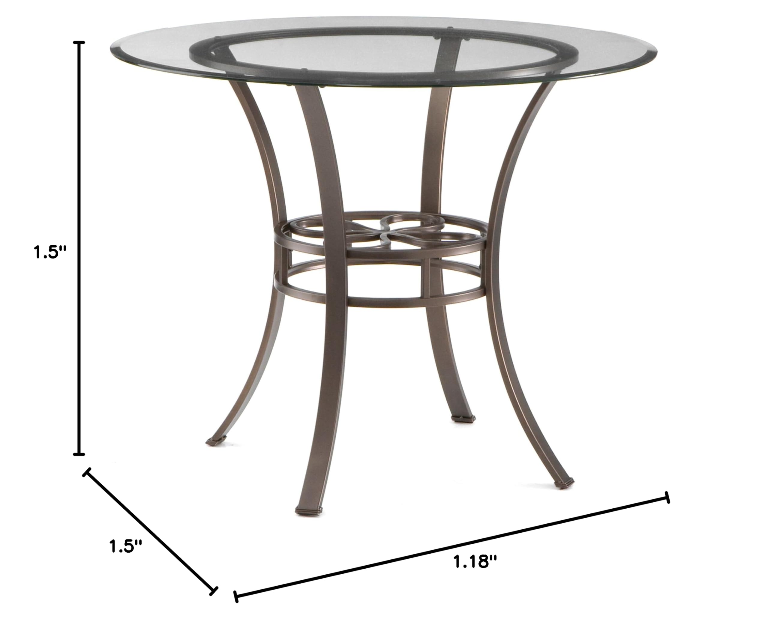 SEI Furniture Lucianna Round Glass Top Dining Table with Metal Frame - Dark Brown - Perfect for Kitchen, Dining Room, and Small Spaces
