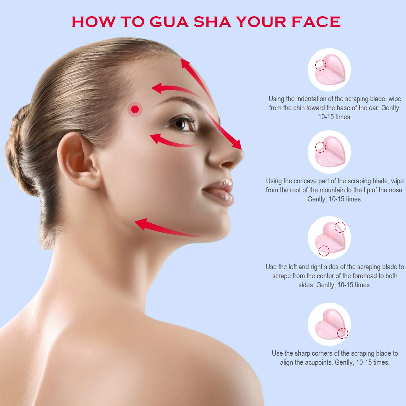 2.95 Inch Rose Quartz Gua Sha Tool & Jade Roller Set - Heart Shaped Essential Oil Massage Stone for Face Sculpting, Slimming & Firming | Pink Crystal Facial Scraping Massager for Skincare & Relaxation (Perfect for Home Spa, Self-Care Routine & Beauty Therapy)