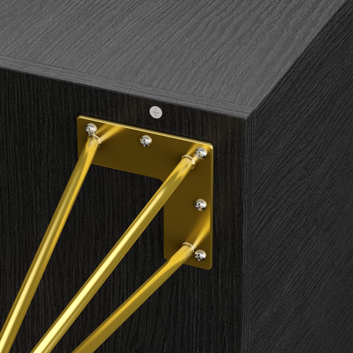 AIEGLE Modern Nightstand Set of 2 - Wooden Bedside Tables with Drawer & Shelf, Small Space Storage End Tables with Gold Metal Legs for Bedroom, Living Room, Dorm (15.7