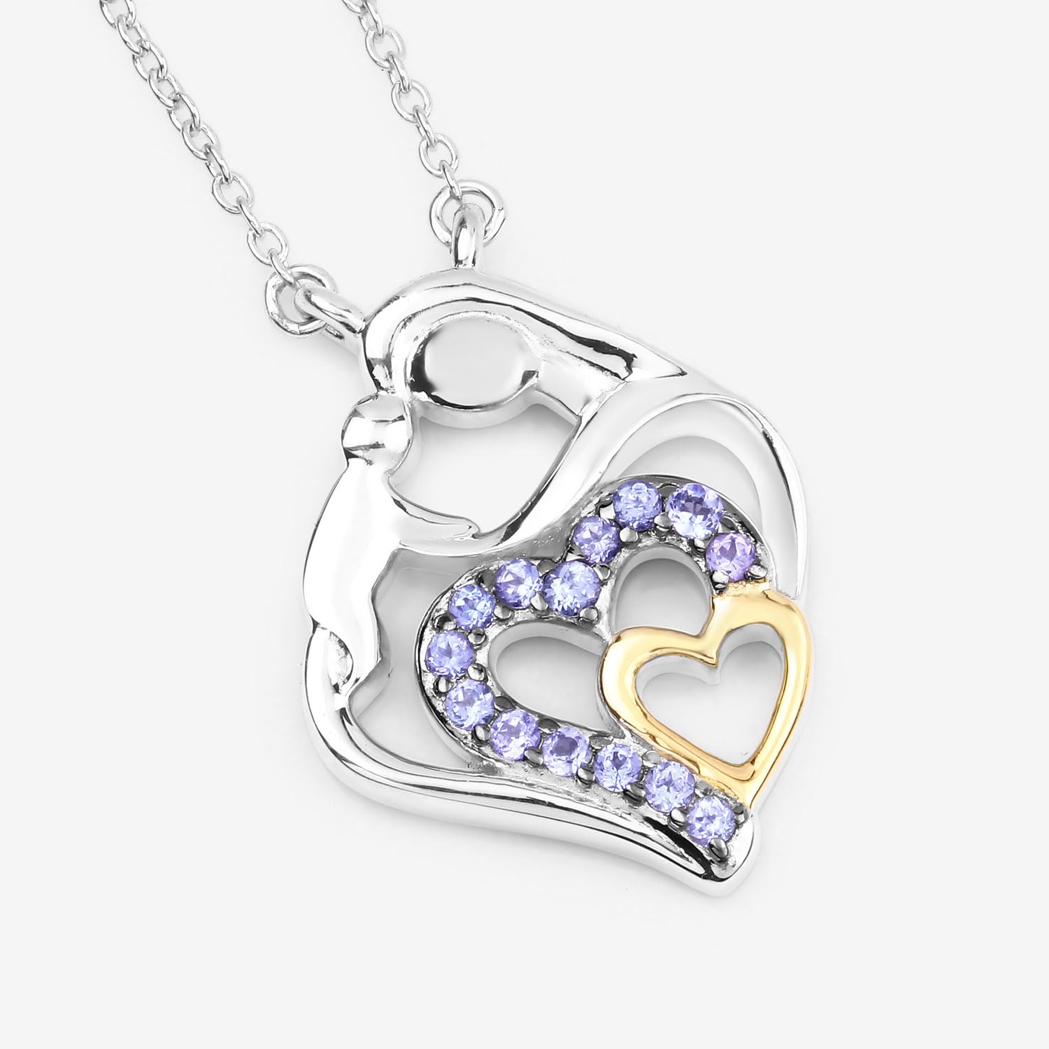Genuine Tanzanite Heart Pendant Necklace for Mom - Perfect Gift for Mother's Day, Birthday & Anniversary