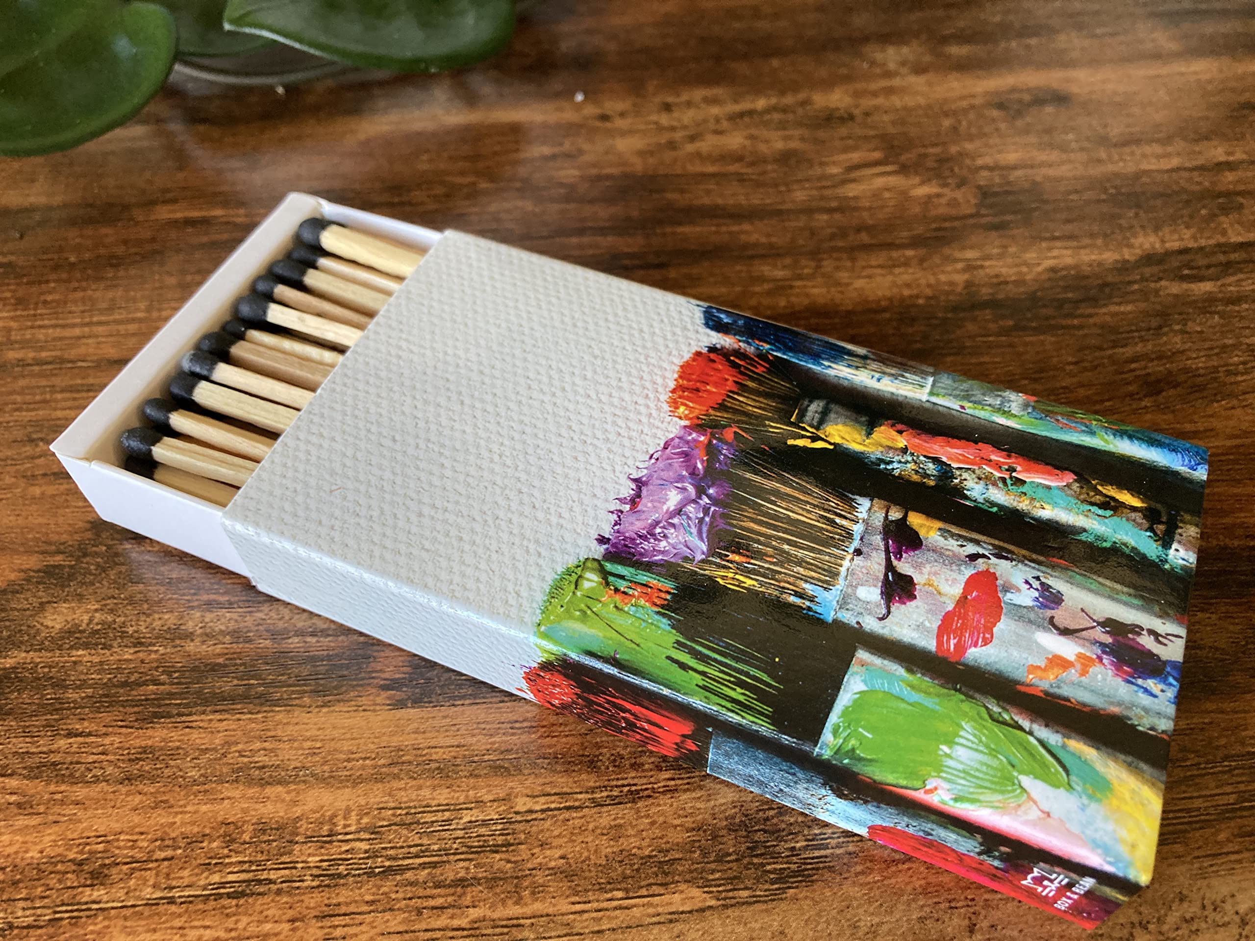 Decorative Paint Brushes Matchbox Set with Wooden Matches - 10 Pack for Lighting Candles, Fireplaces, Grills, Campfires & More | Perfect for Home Decor, Weddings, Restaurants & DIY Crafts