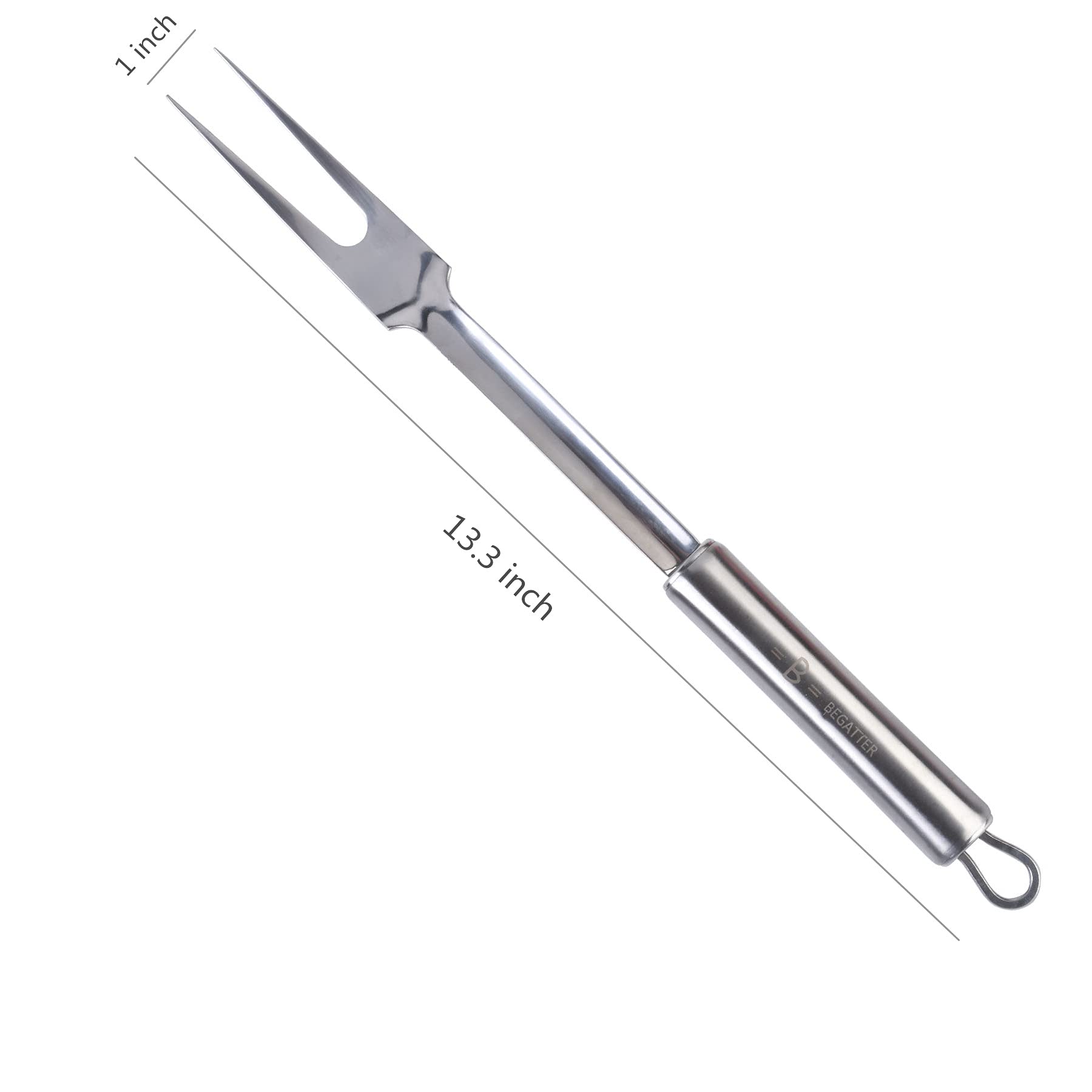 Premium Stainless Steel Meat Forks Set - 2-Prong Large BBQ Forks for Cooking, Carving, Serving & Grilling (13.3 Inch, 2-Pack) - Perfect for Outdoor BBQs, Camping & Kitchen Use