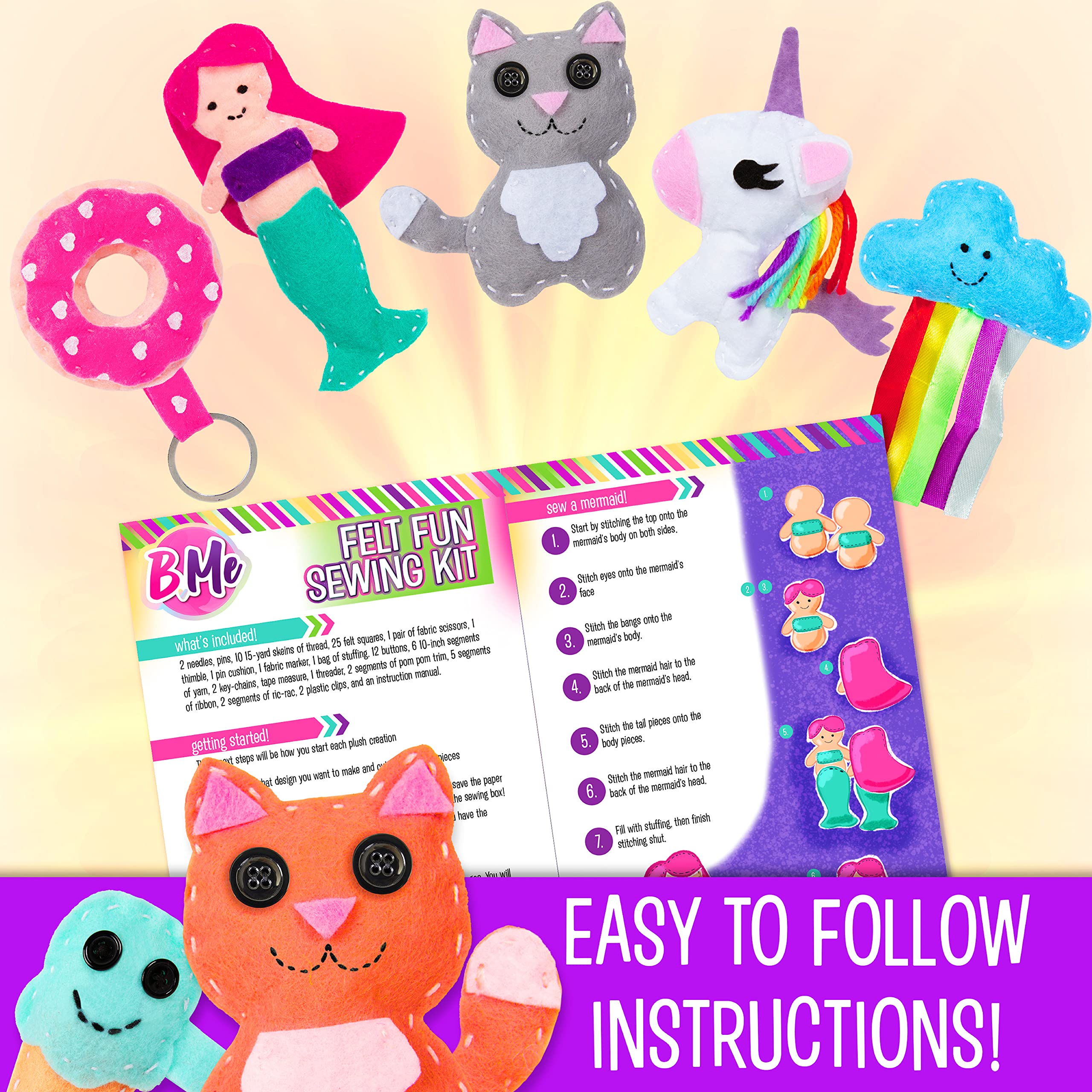 Creative Kids Felt Sewing Kit - DIY Craft Set for Children Ages 8+ to Make 15+ Adorable Characters - Fun Educational Sewing Project for Birthday Gifts & After-School Activities