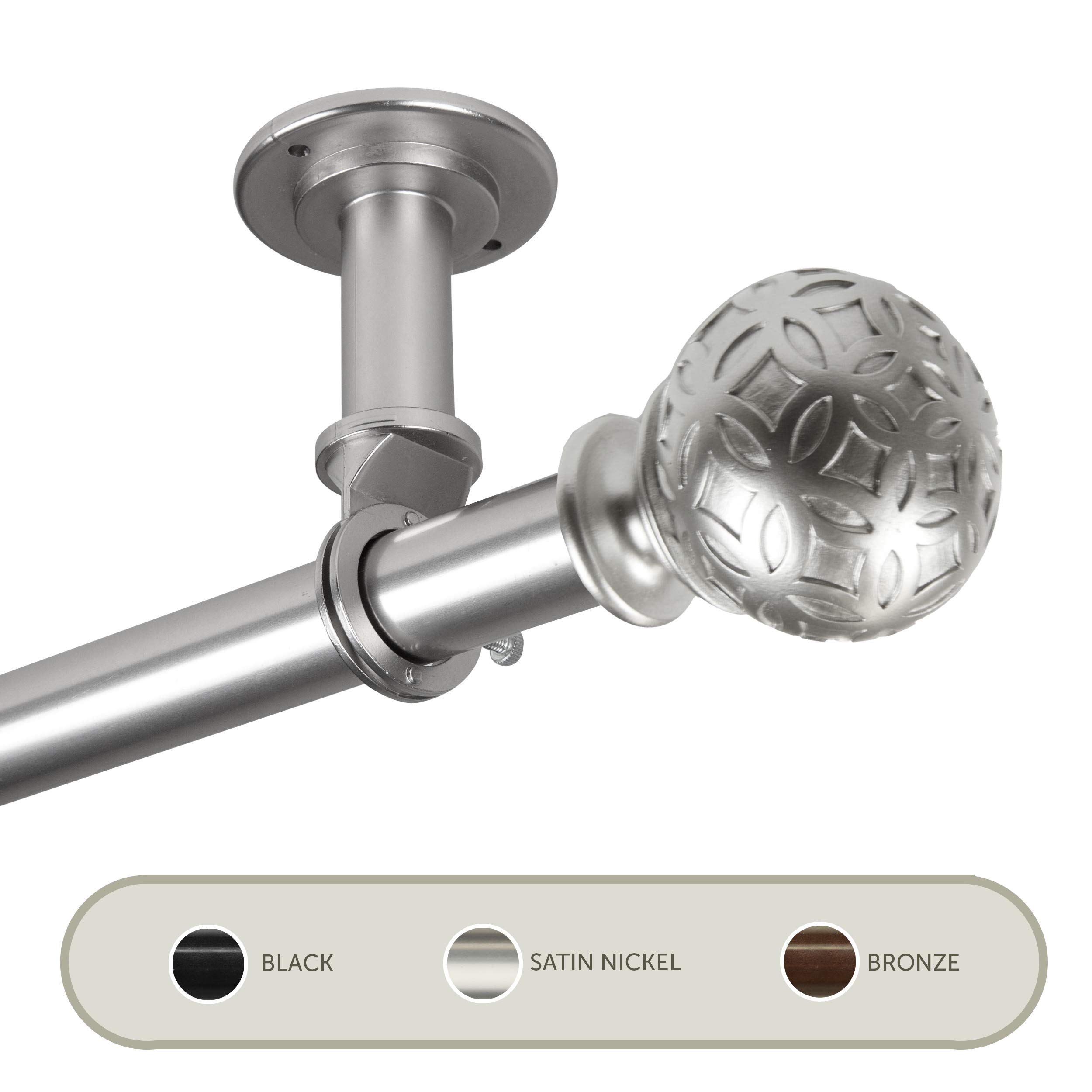 Rod Desyne Odelia 1-Inch Ceiling Curtain Rod & Room Divider - Adjustable 160 to 240 Inches - Satin Nickel Finish - Perfect for Large Windows, Room Dividers, and Open Space Decor