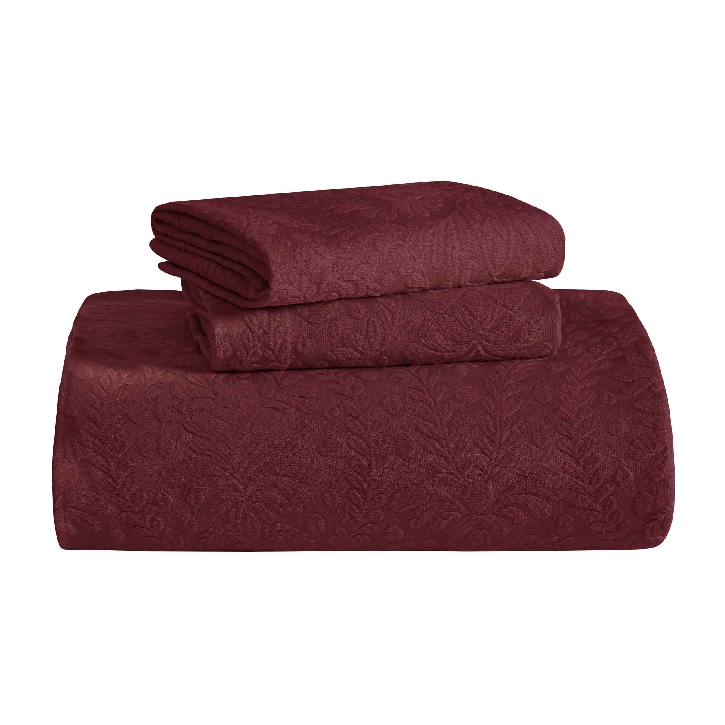 Premium Aspen Cotton Blend Jacquard Woven Floral Bedspread Set with Scalloped Edges - Queen Size Luxury Bedding for Master Bedroom & Guest Room Decor