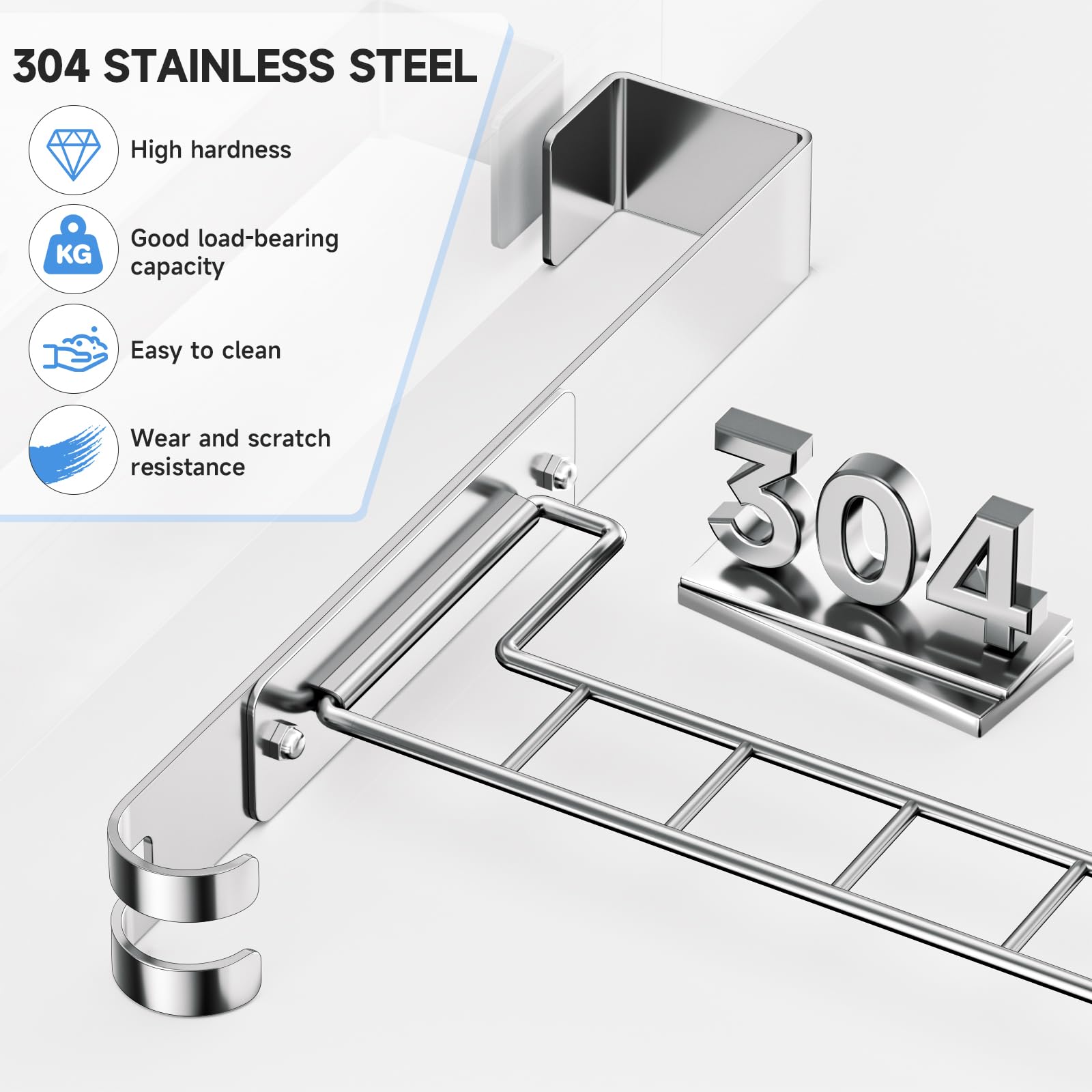Stainless Steel Over the Door Hooks Hanger - 180° Rotatable Wall Mounted Drying Rack for Clothes, Coats & Towels | Space Saving Laundry Organizer for Bedroom, Bathroom & Closet (Perfect for Small Spaces & Apartment Living)
