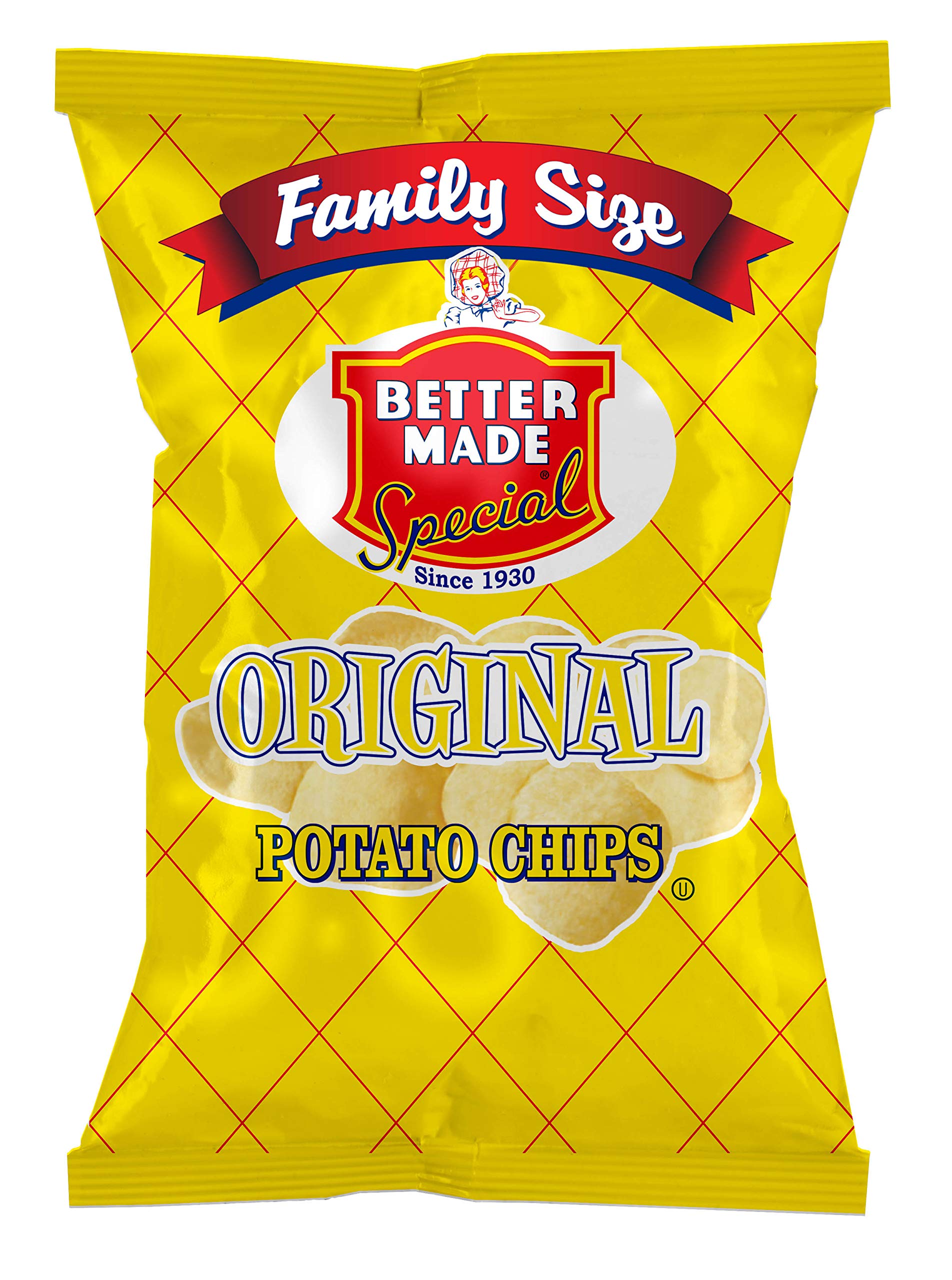 Better Made Original Potato Chips - Family Size 8 Pack (8 x 8.5-9 oz Bags) - Crispy, Crunchy, Gluten-Free Snacks Made from Fresh Potatoes - Perfect for Parties, Lunches & Family Gatherings - American-Made Snack Food