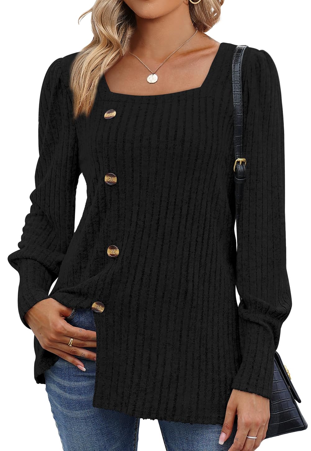 WIHOLL Women's Square Neck Fall Sweaters - Stylish Casual & Dressy Tops for 2023 | Perfect for Office Wear, Date Nights & Autumn Layering