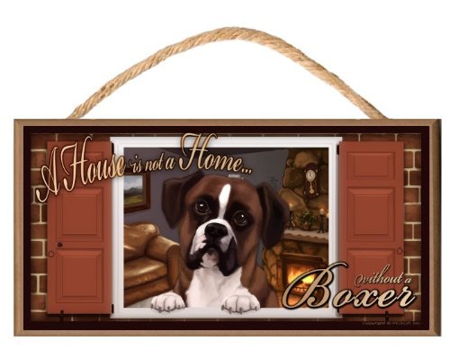 Boxer Dog 'Paws on the Windowsill' Home Decor Sign Plaque - Scott Rogers Art - Perfect for Pet Lovers & Dog Owners - Great for Living Room, Bedroom or Front Porch Decor