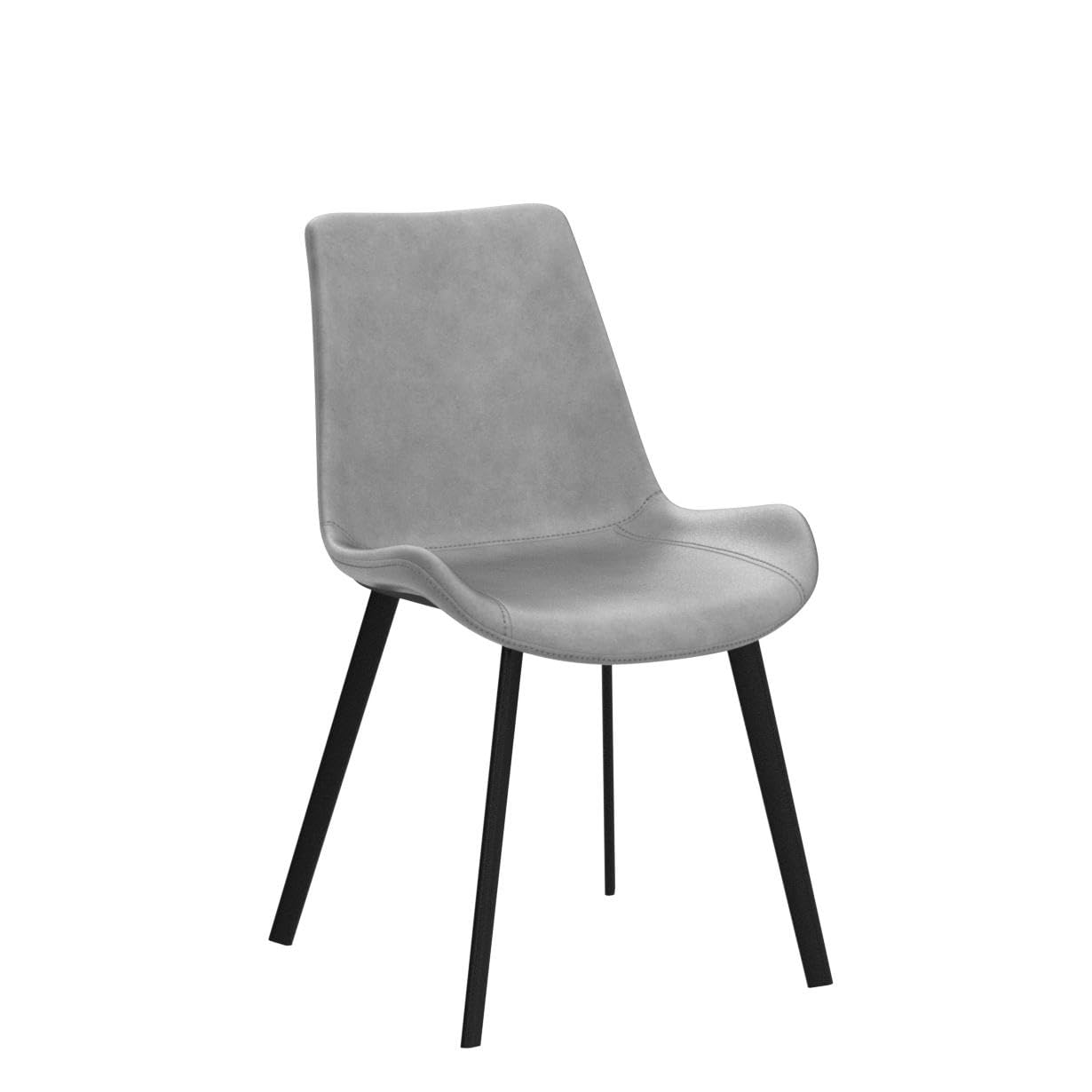 Modern Upholstered Faux Leather Dining Chairs Set of 2 - Grey Kitchen & Dining Room Chairs with Sturdy Metal Legs for Home, Restaurant, and Office Use