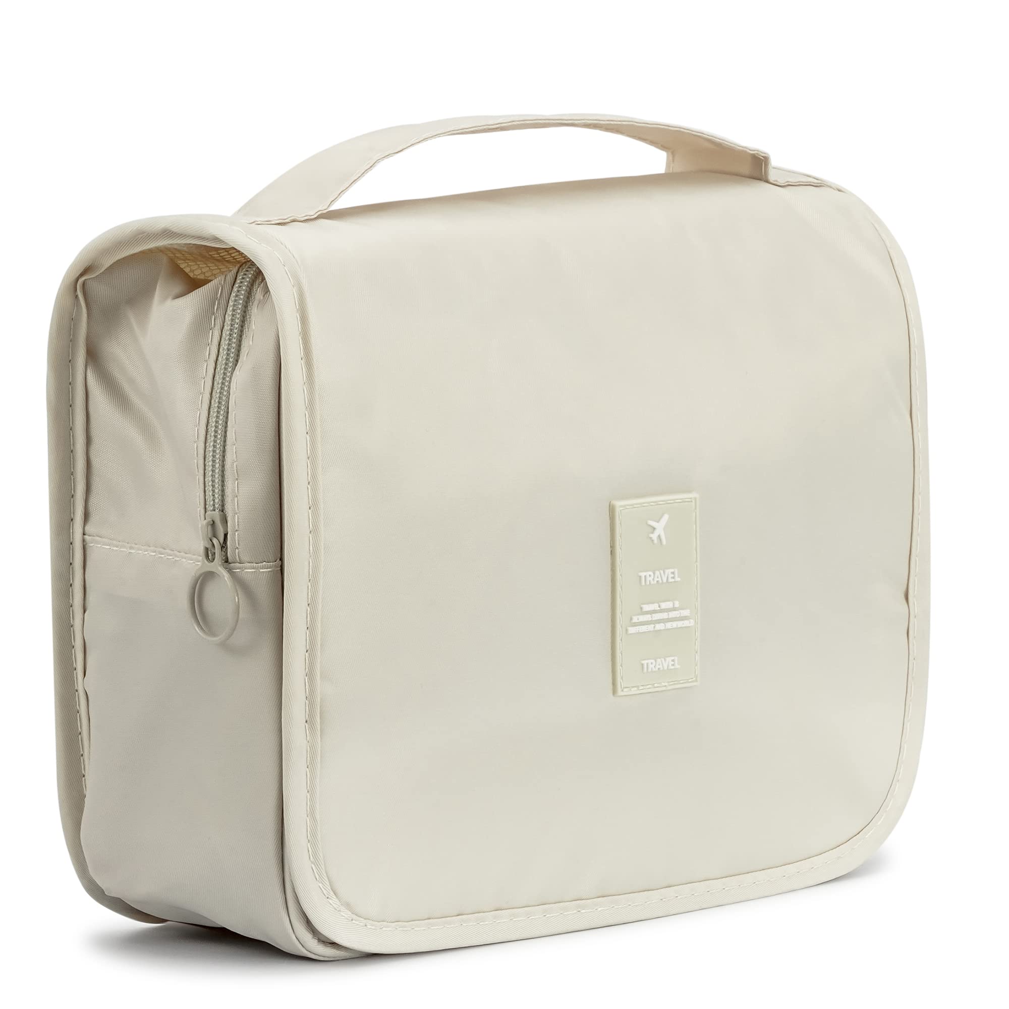 L&FY Multifunction Portable Travel Toiletry Bag - Waterproof Cosmetic Makeup Pouch & Wash Organizer for Women & Men - Perfect for Vacation, Camping, Gym (Beige)