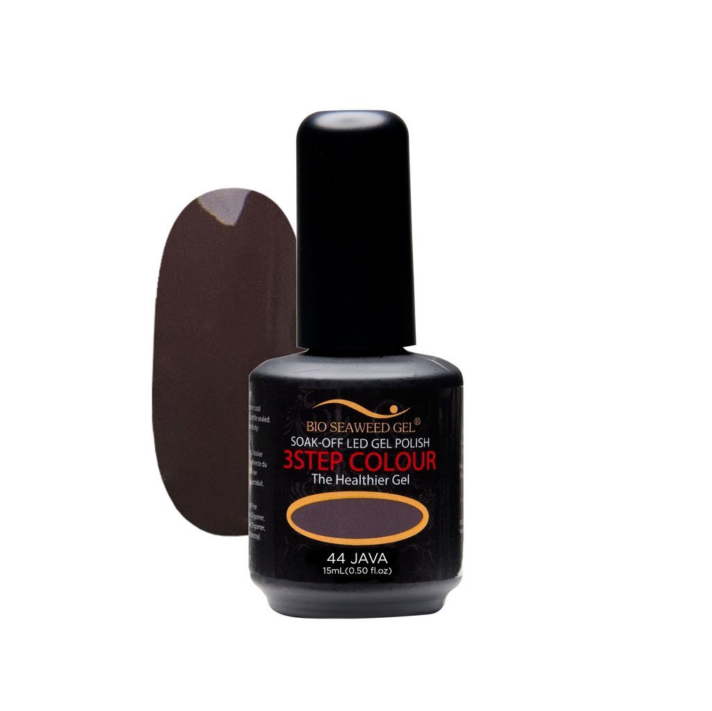 Bio SeaWeed Gel 3STEP COLOUR UV/LED Gel Polish - 15ml Java Brown (#44) | Long-Lasting Salon-Quality Nail Polish for UV/LED Curing | Perfect for Manicures, Pedicures & Nail Art Designs