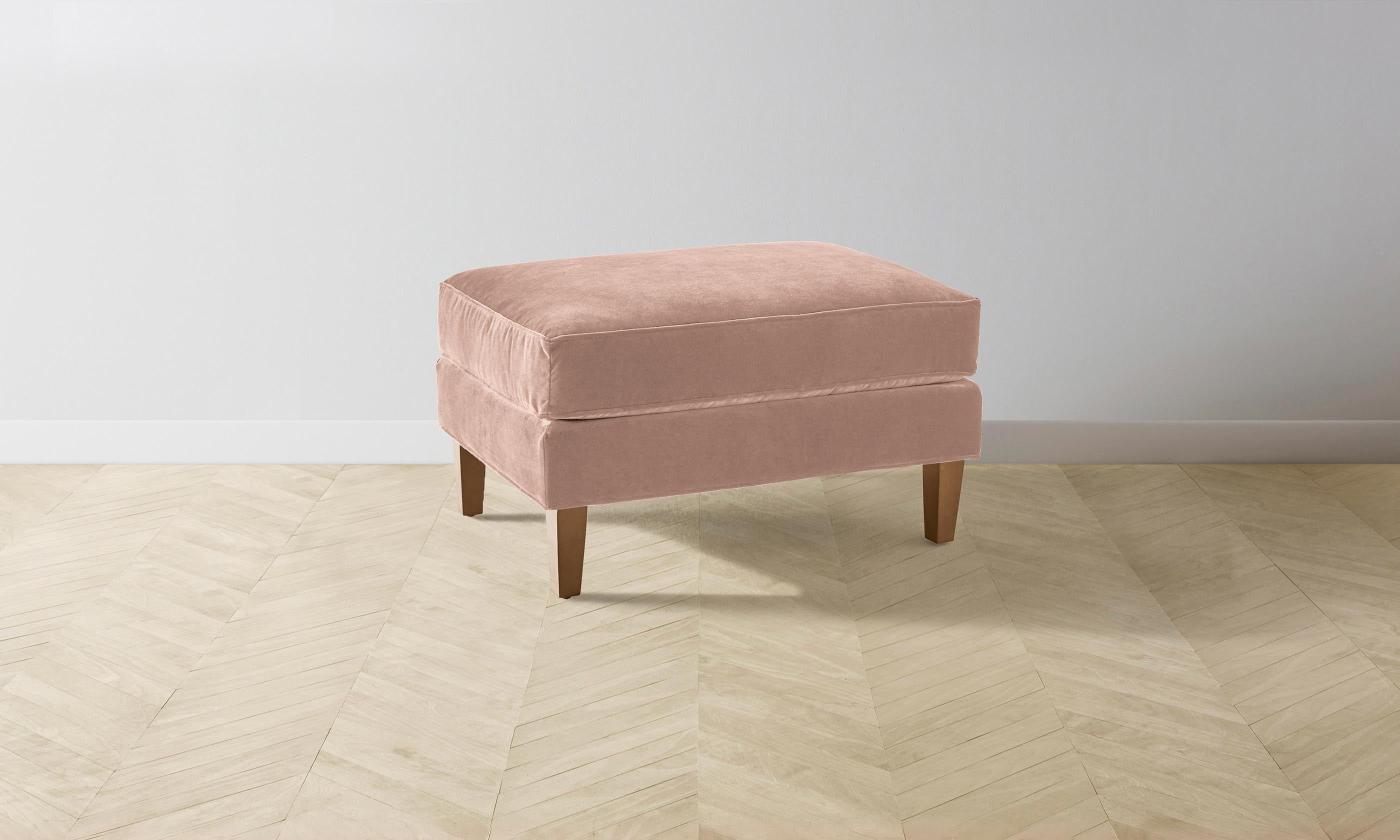 The Crosby Ottoman - Performance Velvet Dusty Rose - Stylish Footrest & Accent Chair for Living Room, Bedroom & Home Decor