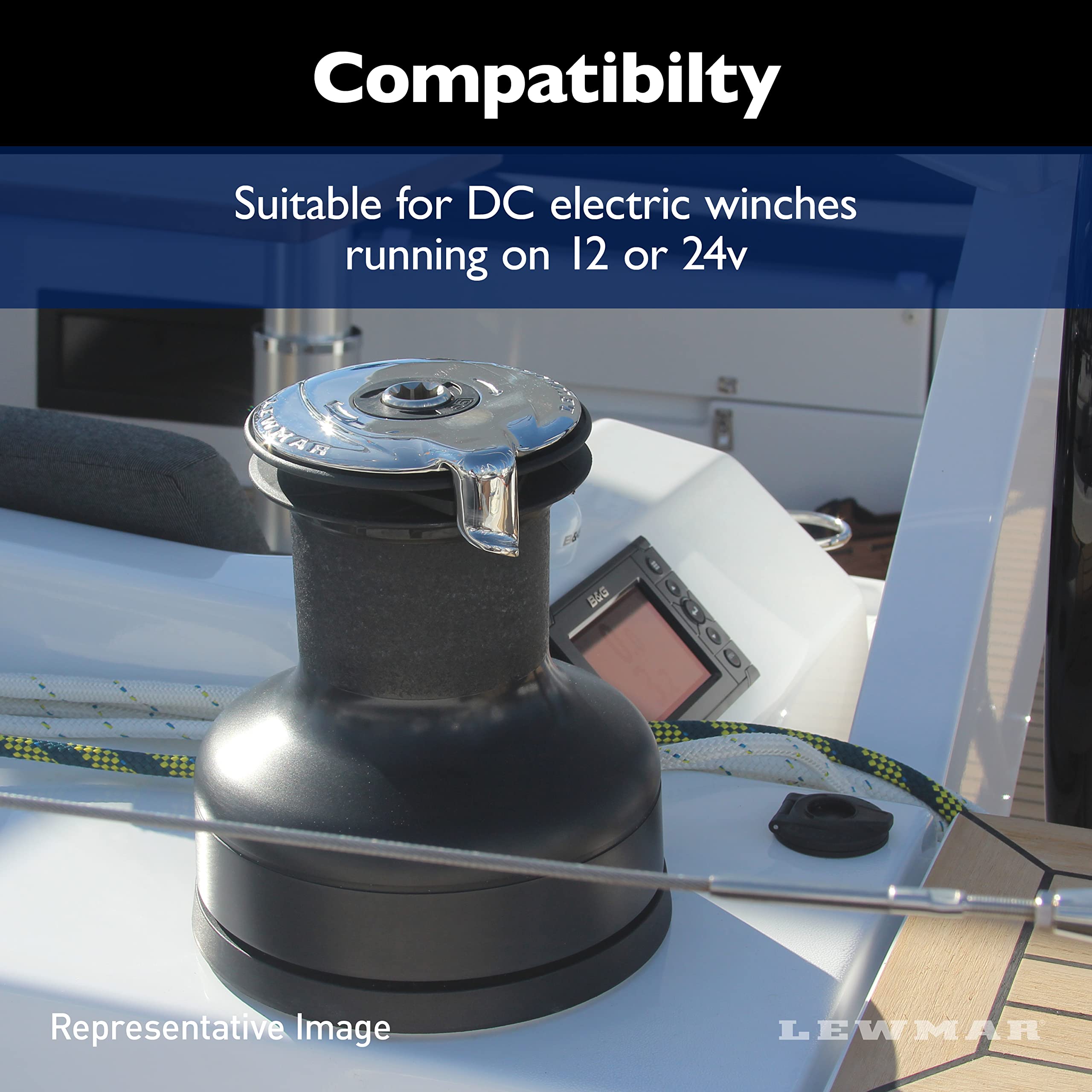 Lewmar CHSX Deck Switch with Closed Lid for Boat Anchor Windlasses - 12/24V DC Waterproof IP67 Marine Grade (Ideal for Sailboats, Yachts & Offshore Boating)