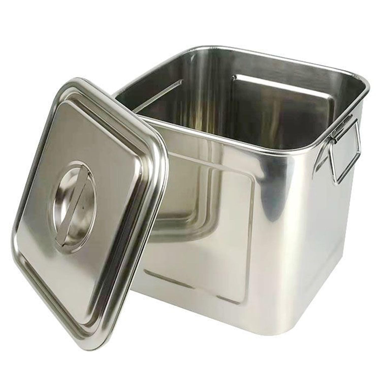Premium 304 Stainless Steel Square Rice Storage Container with Lid & Handle - 8L Airtight Food Canister for Kitchen Counter - Perfect for Storing Rice, Flour, Grains & Coffee Beans | Ideal for Pantry Organization & Bulk Food Storage