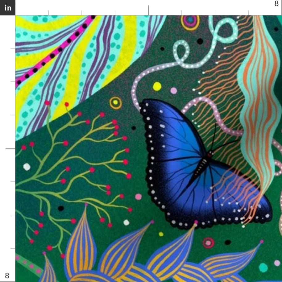 Tropical Maximalist Bright Jungle Print Fabric - Organic Cotton Sateen Fat Quarter for Sewing, Quilting, Apparel & Home Decor | Summer Island Toucan Monkey Design | Perfect for DIY Projects, Pillow Covers & Boho Decor