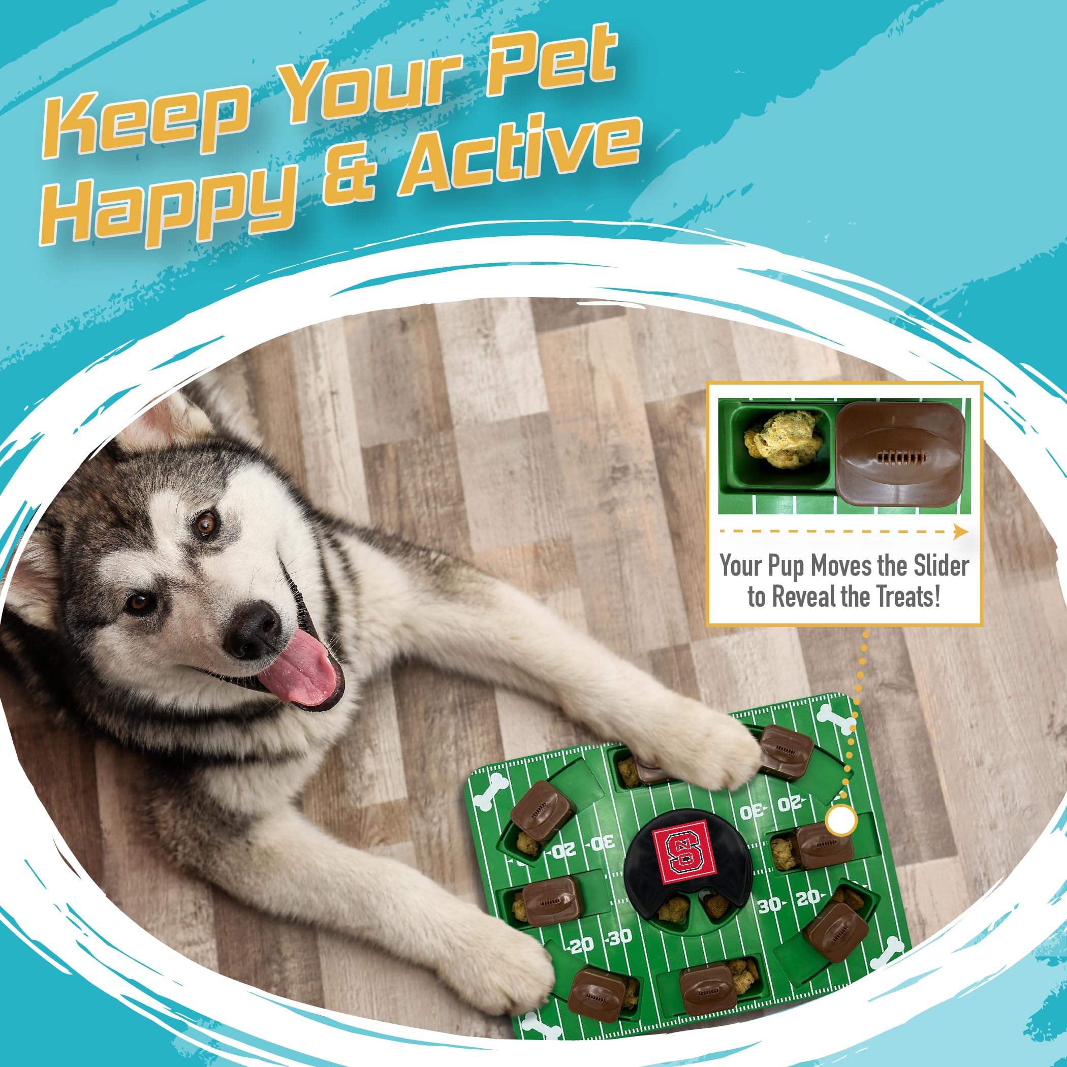 NCAA North Carolina State Wolfpack Interactive Puzzle Dog Toy - Slow Feeder & Treat Dispenser for Mental Stimulation - Perfect for Boredom Relief & Training (Great for Small, Medium & Large Dogs)
