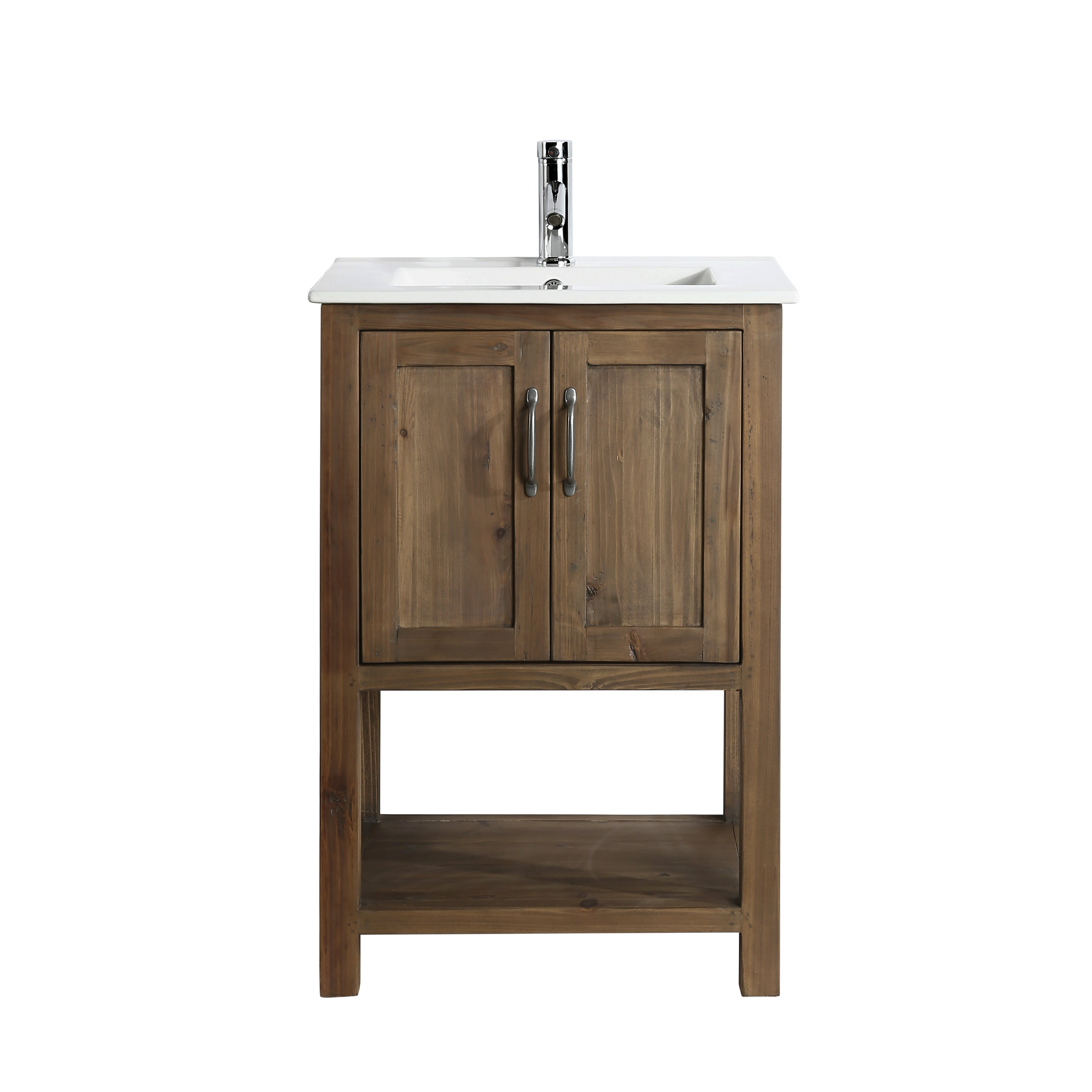 Design Element Austin 24-Inch Single Sink Bathroom Vanity in Walnut - DEC4006 S - Perfect for Modern Homes, Small Bathrooms & Apartment Renovations
