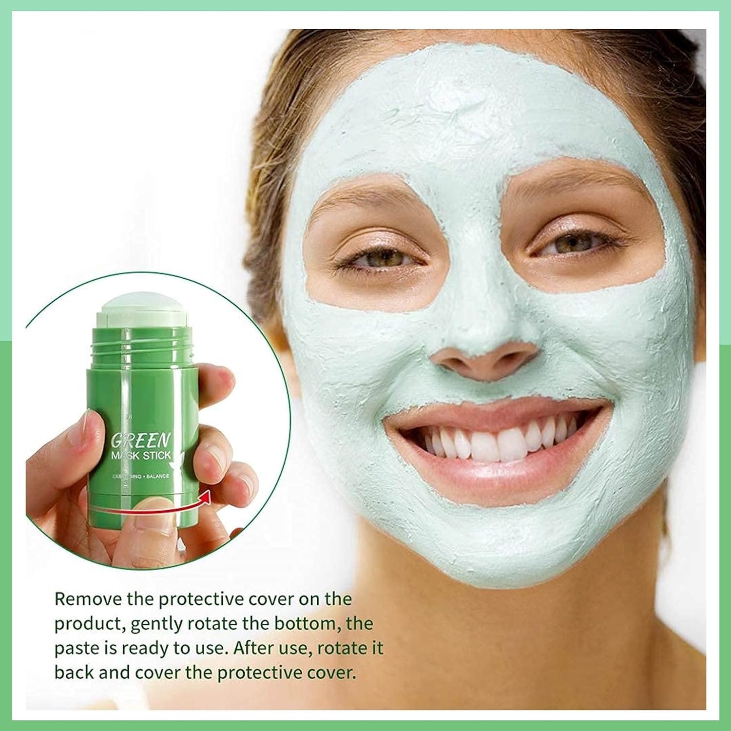BSBDA Green Tea Cleansing Mask Stick - Deep Pore Cleanse for Blackheads & Whiteheads | Oil Control & Anti-Acne Treatment | Face Mask Stick for Men & Women | Perfect for Travel & Daily Skincare Routine