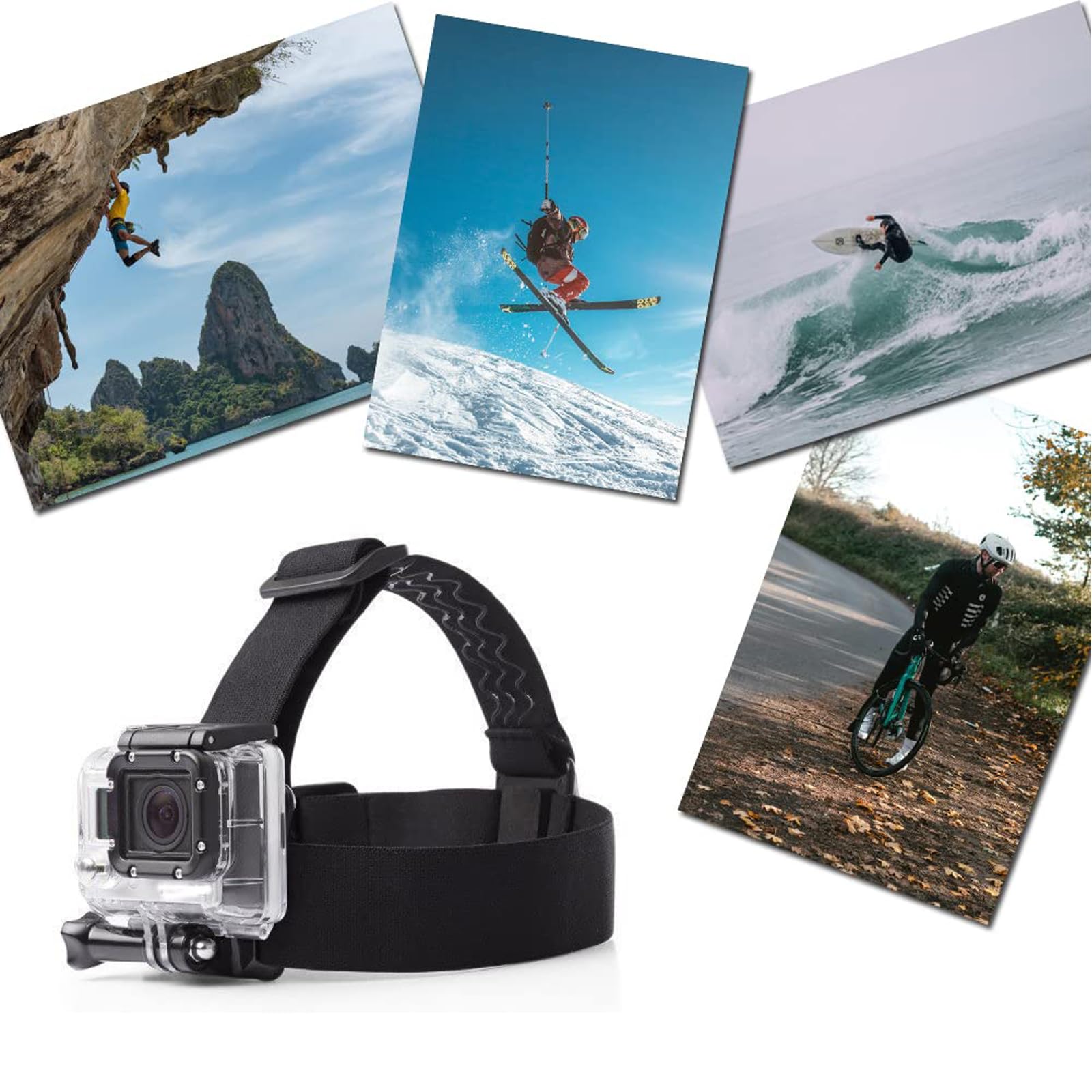 GoPro Head Strap Mount - Compatible with Hero 13/12/11/10/9/8, Session & AKASO EK7000, Brave 4/5/6/7 LE, V50X, Dragon Touch, Jadfezy, Exprotrek, VEMONT, WOLFANG Action Cameras - Adjustable Elastic Headband for Hands-Free Recording - Perfect for Sports, Vlogging & Outdoor Adventures