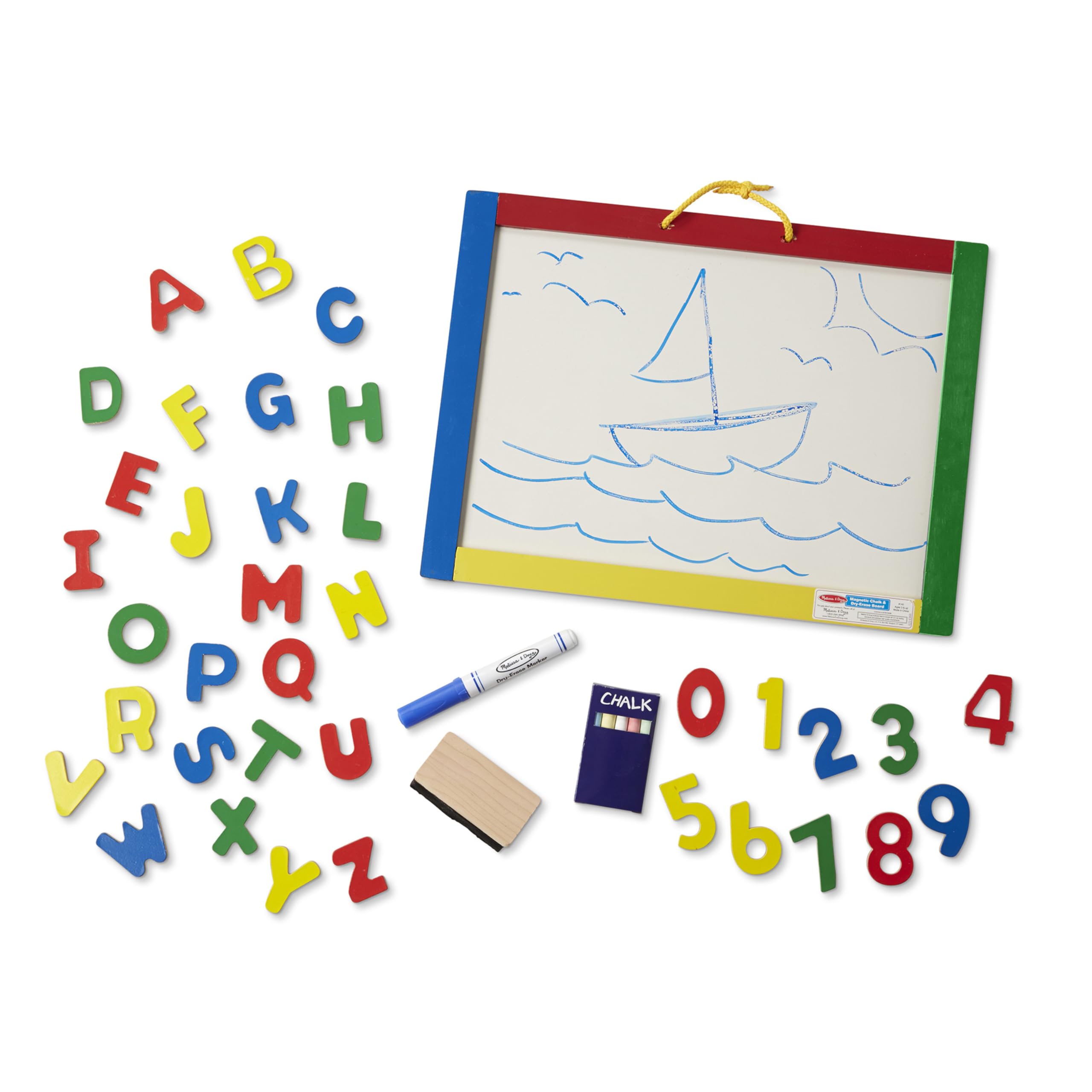 Melissa & Doug Magnetic Chalkboard & Dry-Erase Board Set - 36 Alphabet & Number Magnets, Chalk, Eraser & Marker - Educational Learning Toy for Kids - Perfect for Homeschool, Classroom & Playroom Activities