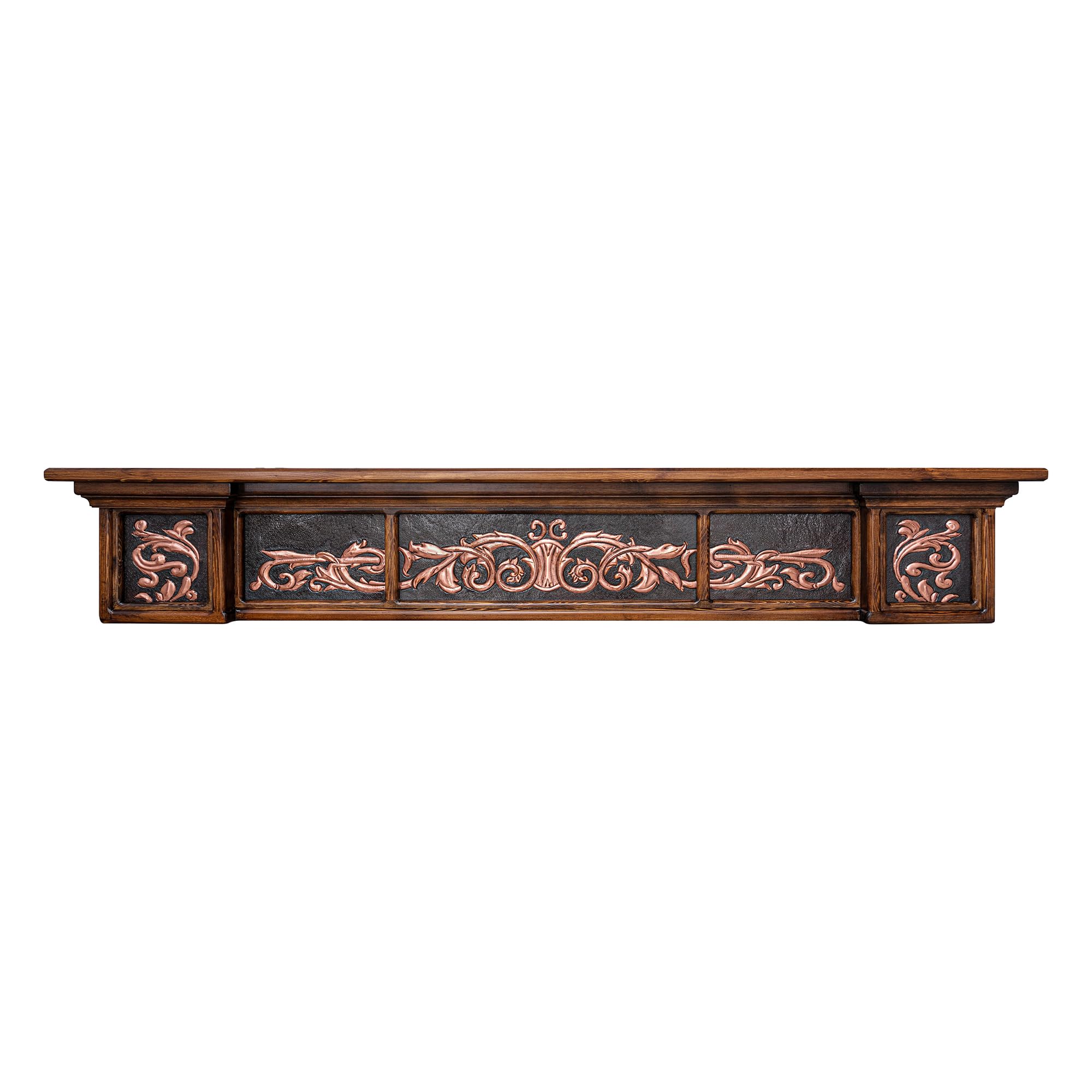 Handmade Custom Copper Fireplace Mantel Shelf - Floating Wall-Mounted Decorative Mantel with Wood Accents (Black & Copper) - Perfect for Living Room, Bedroom & Home Decor - MANTEL SHELF-1-5028