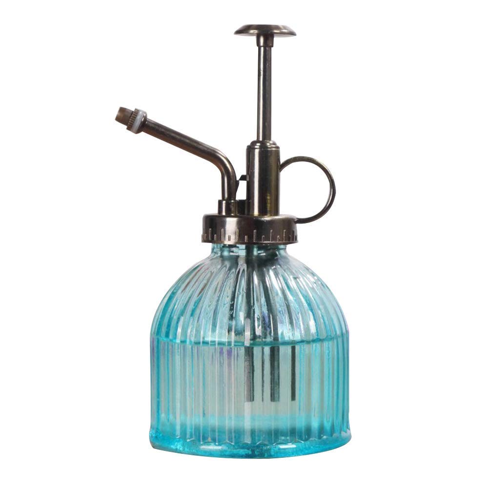 Vintage Plastic Flower Pot & Mist Spray Water Bottle - Retro Plant Mister, Glass Watering Can for Indoor Plants, Garden Decor, Desk & Courtyard Decoration | Perfect for Succulents, Herbs & Home Gardening