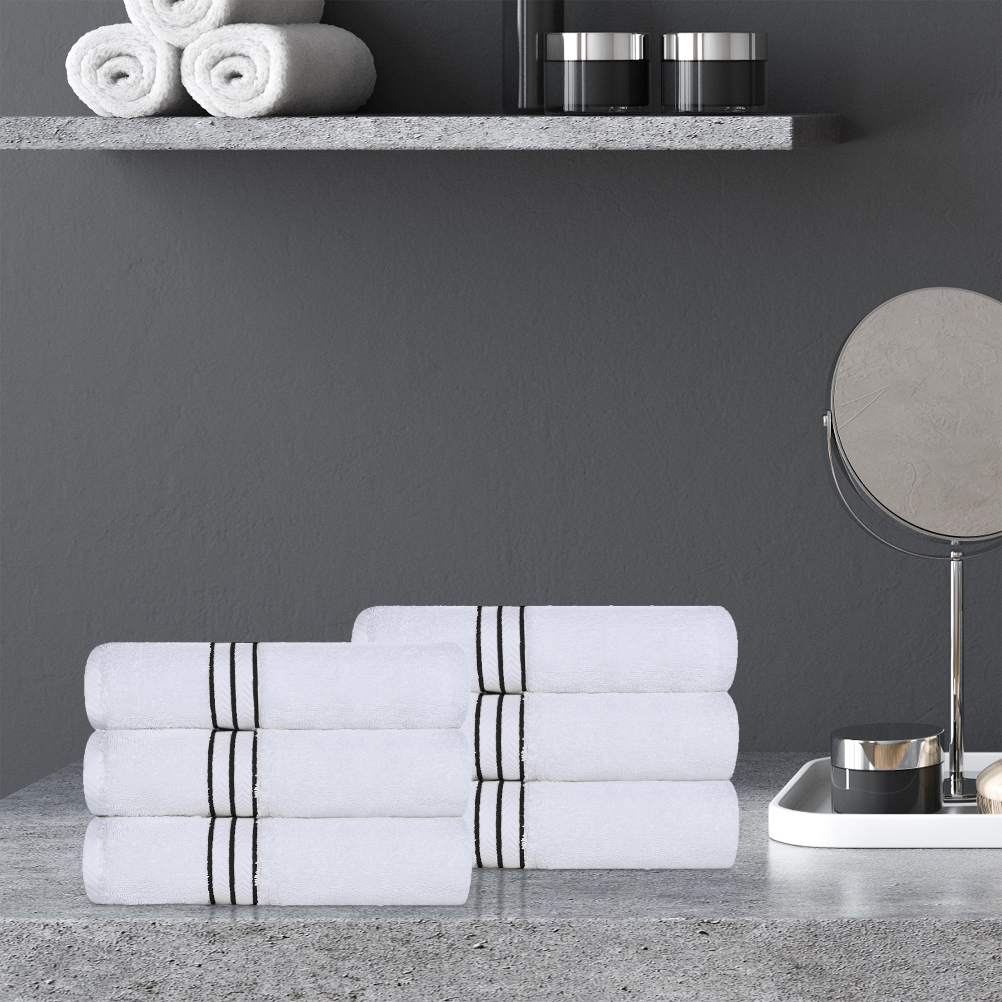 Premium 6-Piece Turkish Cotton Hand Towel Set - Ultra Soft, Highly Absorbent Bath & Kitchen Towels for Spa, Guest Bathroom & Luxury Home Use