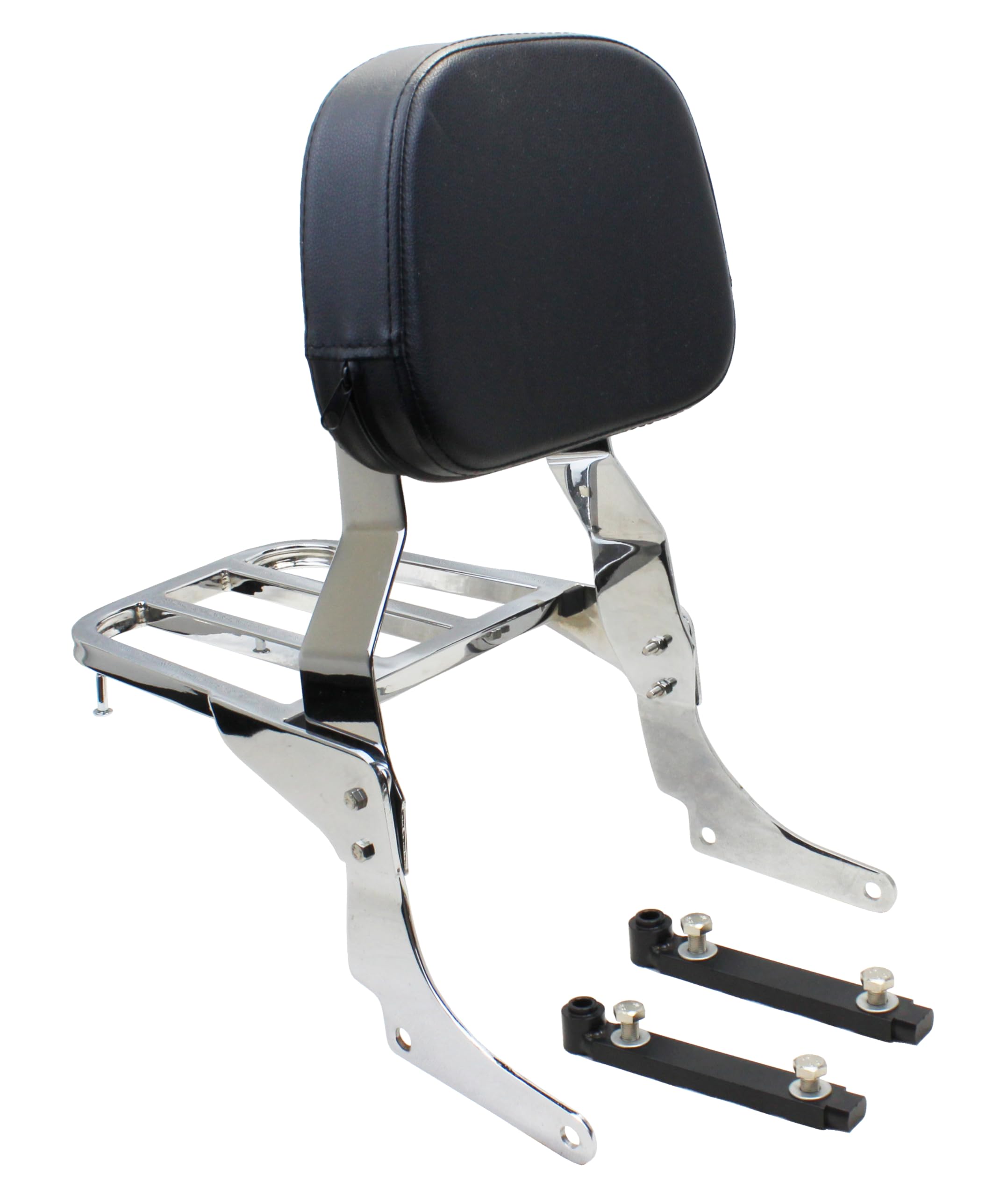 YHMOTO Chrome Backrest Sissy Bar with Luggage Rack for Suzuki VZ800 Marauder 800 (1997-2007) - Motorcycle Passenger Comfort & Storage Solution for Long Rides