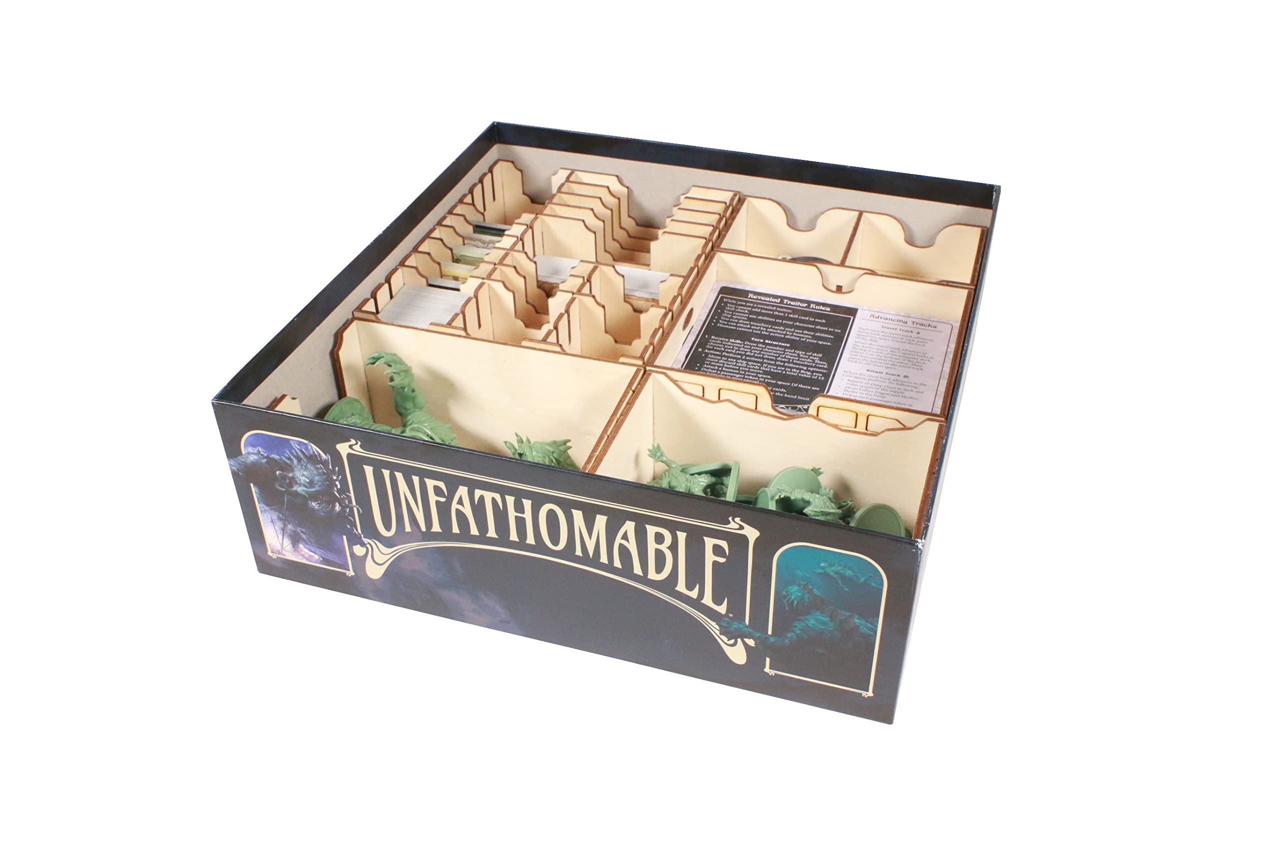 Premium Wooden Game Organizer for Unfathomable Board Game - Broken Token Storage Box with Multiple Trays | Perfect for Organized Game Nights & Tabletop RPG Sessions
