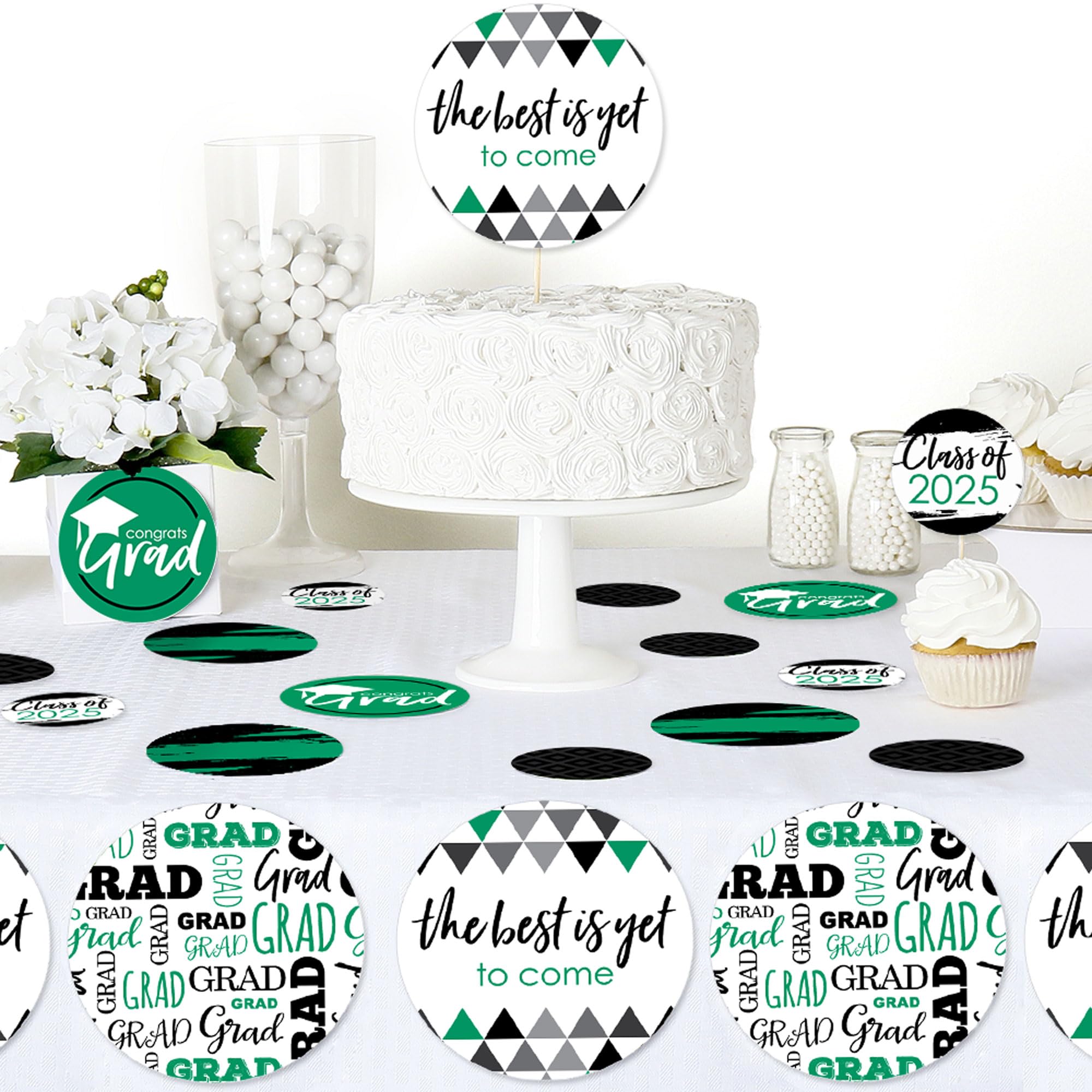 Big Dot of Happiness 2025 Green Graduation Party Giant Circle Confetti - 27-Pack Large Eco-Friendly Confetti for Graduation Decorations, Party Supplies & Photo Backdrops - Perfect for Graduation Ceremonies, School Events & Celebration Decor