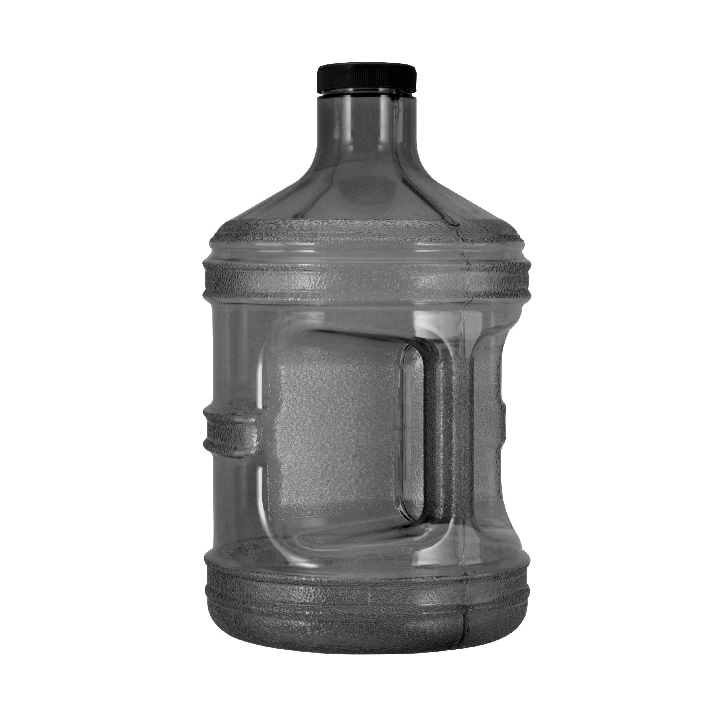 **1 Gallon BPA Free Reusable Leakproof Sports Water Bottle with Handle & 48mm Stainless Steel Lid - Geo Sports Bottles for Gym, Hiking, Camping & Outdoor Activities (Black)**