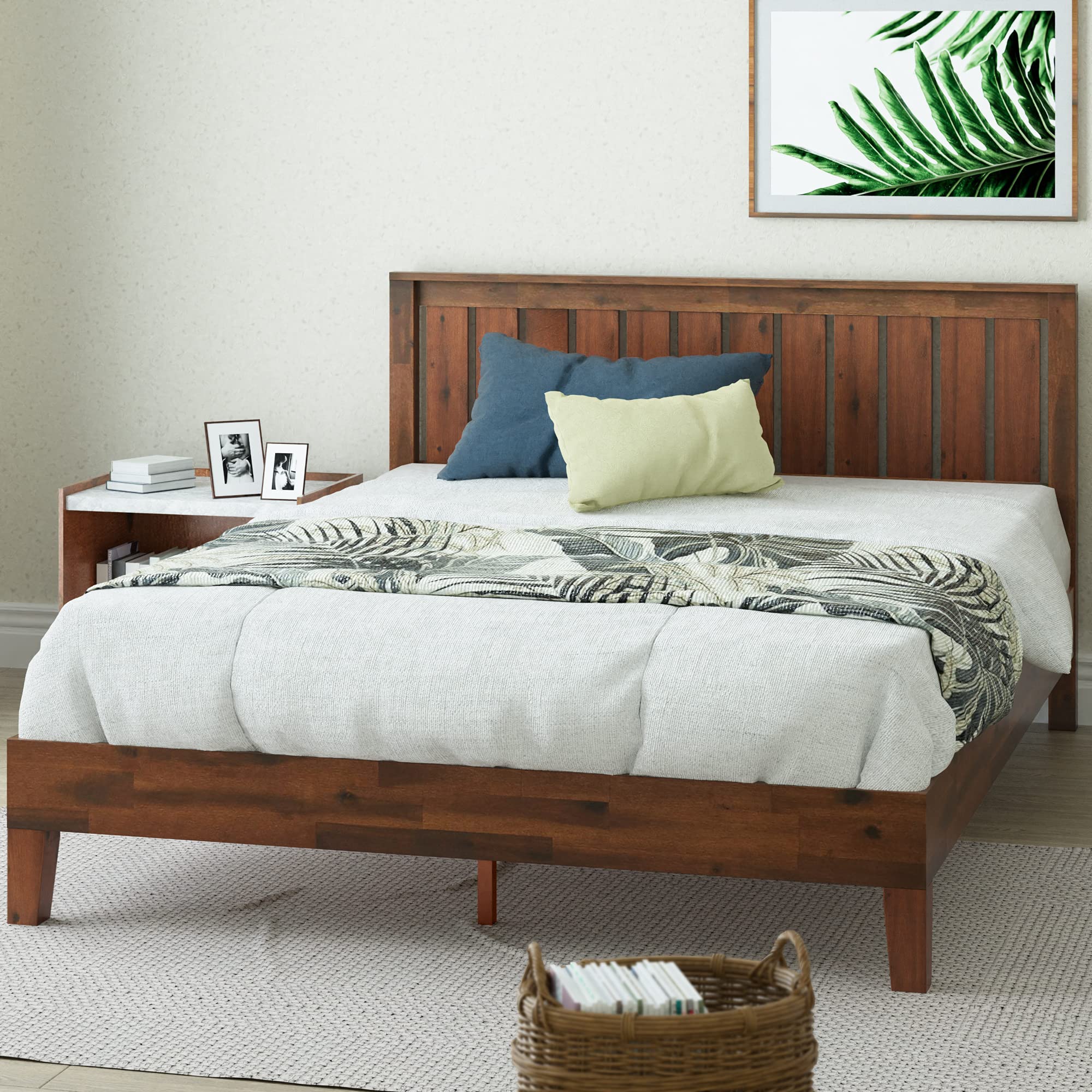 ZINUS Vivek Deluxe Wood Platform Bed Frame with Headboard | Solid Wood Slat Support | No Box Spring Required | Easy Assembly | King Size Bed | Perfect for Master Bedroom, Guest Room & Modern Home Decor