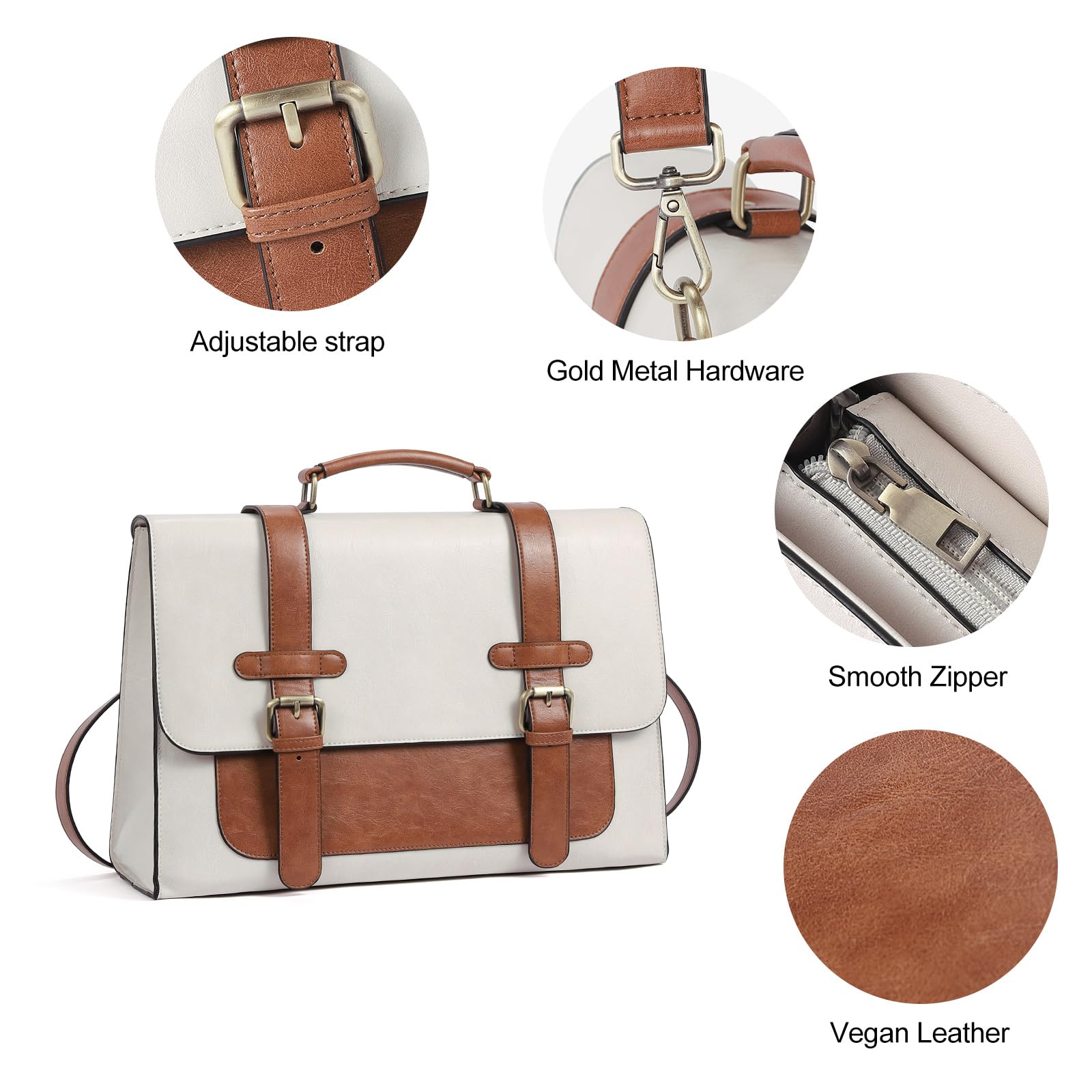 CLUCI Women's Leather Briefcase - 15.6 Inch Laptop Bag for Business & Work | Professional Tote for Office, Commute & Travel
