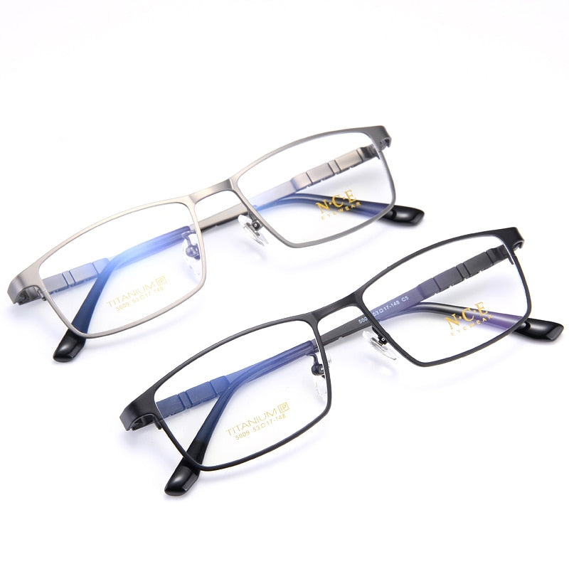 Bclear Men's Full Rim Square Titanium Eyeglasses Frame - Lightweight Durable My5009 for Work, Reading & Everyday Wear
