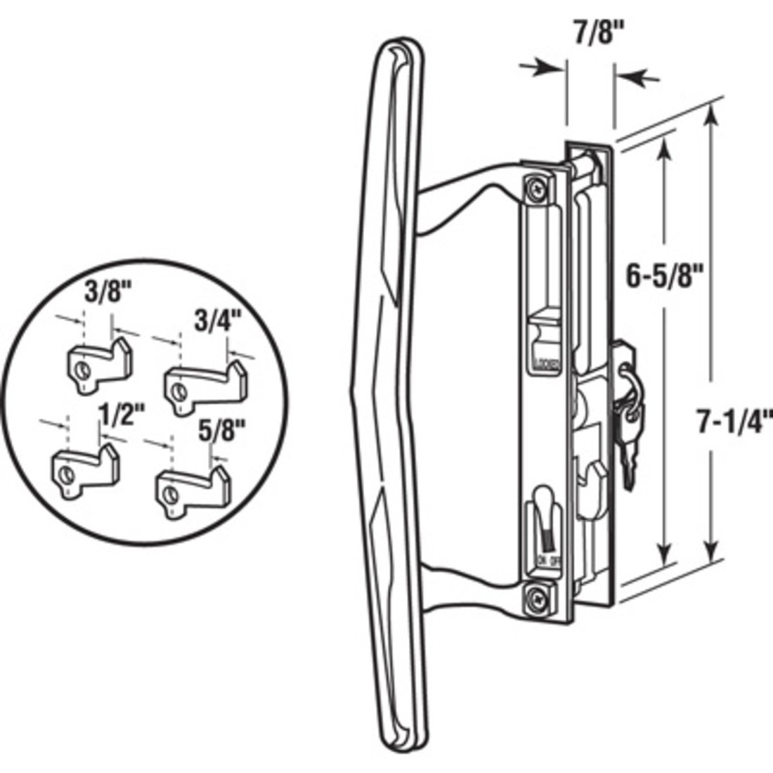 Prime-Line C 1197 Sliding Glass Door Handle Set - 6-5/8 Inch Diecast Hook Style Flush Mount (Single Pack) - Perfect for Patio Doors, Closet Doors & Room Dividers