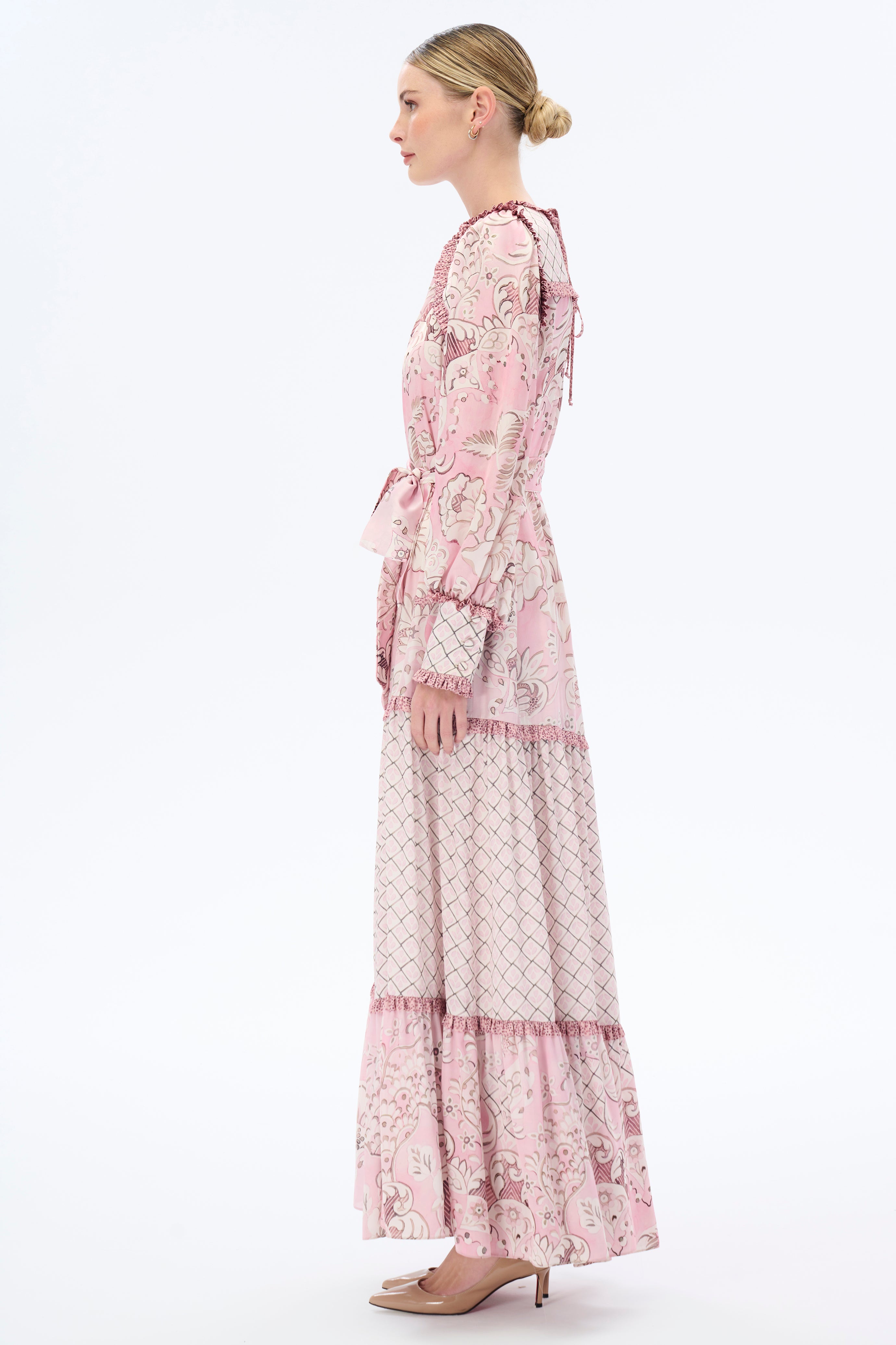 Elegant Crush Frill Maxi Dress in Rose Pink | Flowy Summer Wedding Guest Dress & Beach Vacation Outfit