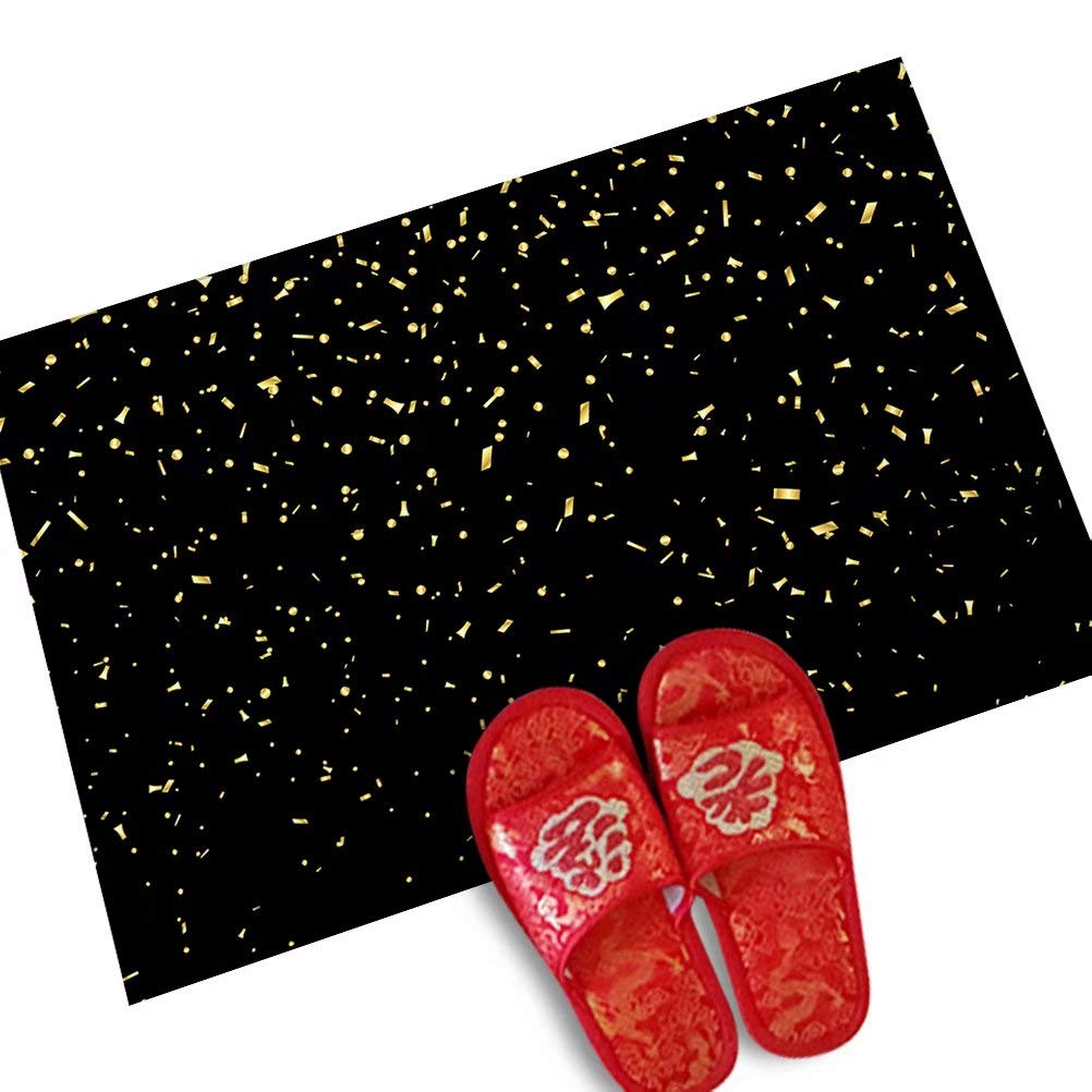 YQ Park Low Profile Golden Glitter Bling Door Mat - Fashion Welcome Pad for Garage, Garden, Front Door - Non-Slip Snow Shovel Mat for Home Entrance Decor - Perfect for Holiday, Christmas & Winter Season
