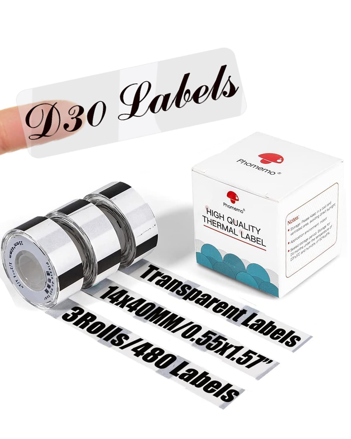 D30 Clear Thermal Label Tape 14mm x 40mm (0.55