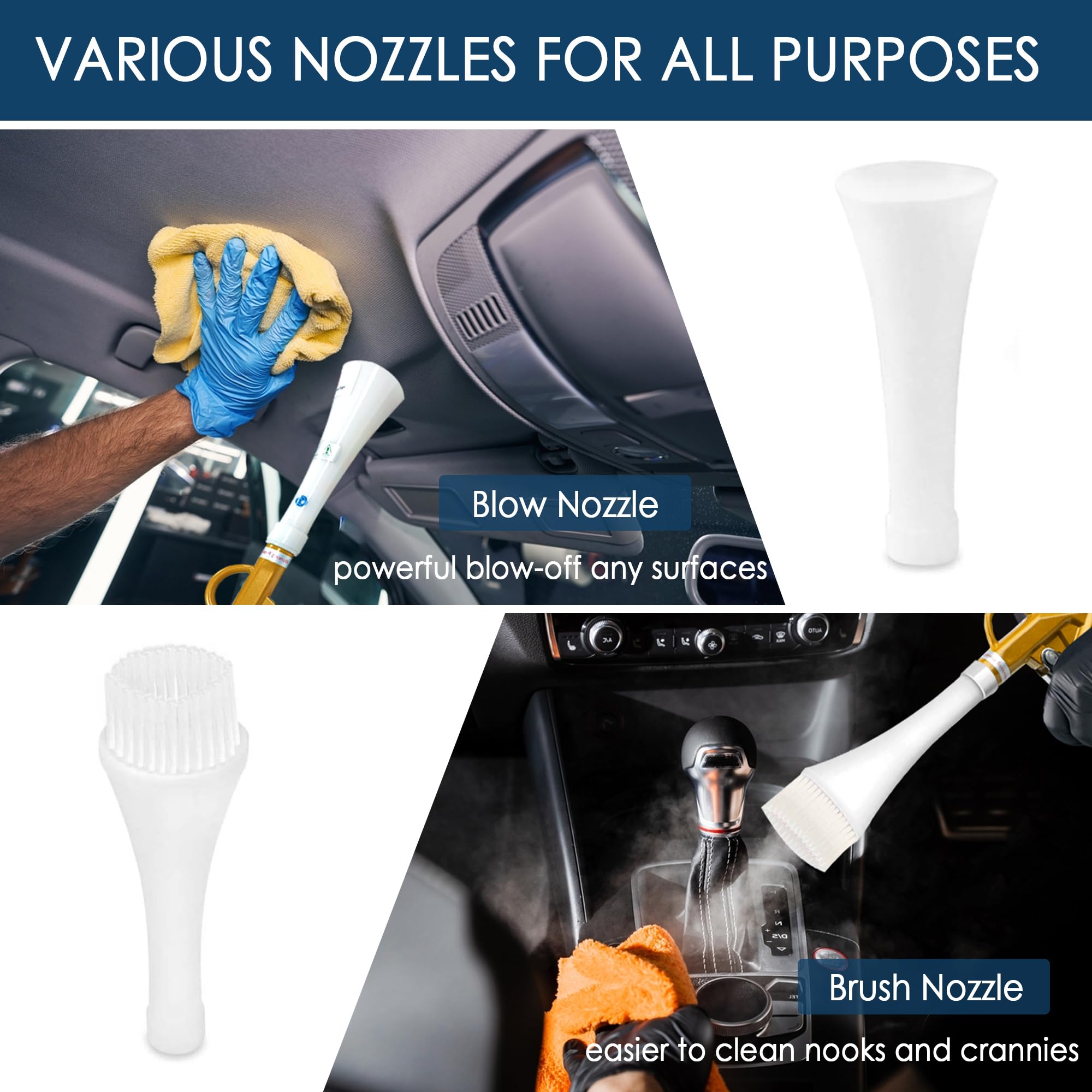 Air Blow Gun for Car Detailing - High-Pressure Air Compressor Blower with Nozzle & Dusting Brush - Perfect for Interior Cleaning, Drying, and Dust Removal - Ideal for Auto Detailing, Car Wash, and Workshop Maintenance