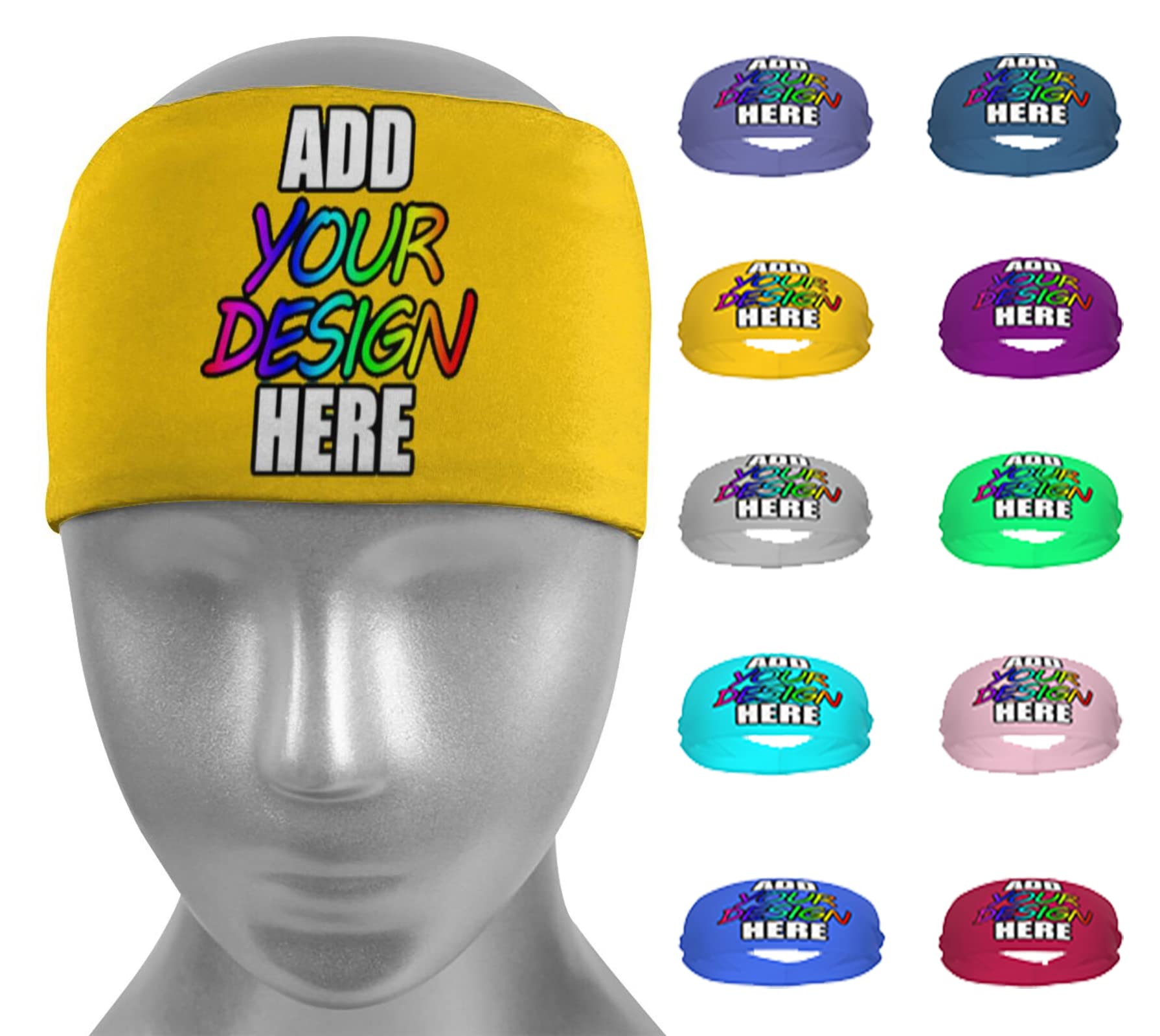 Custom Personalized Sport Headbands for Men & Women - Moisture Wicking Workout Sweatbands - Stretchy Hairband & Bandana for Gym, Basketball, Running, Cycling, Yoga - Perfect for Active Lifestyles & Outdoor Sports