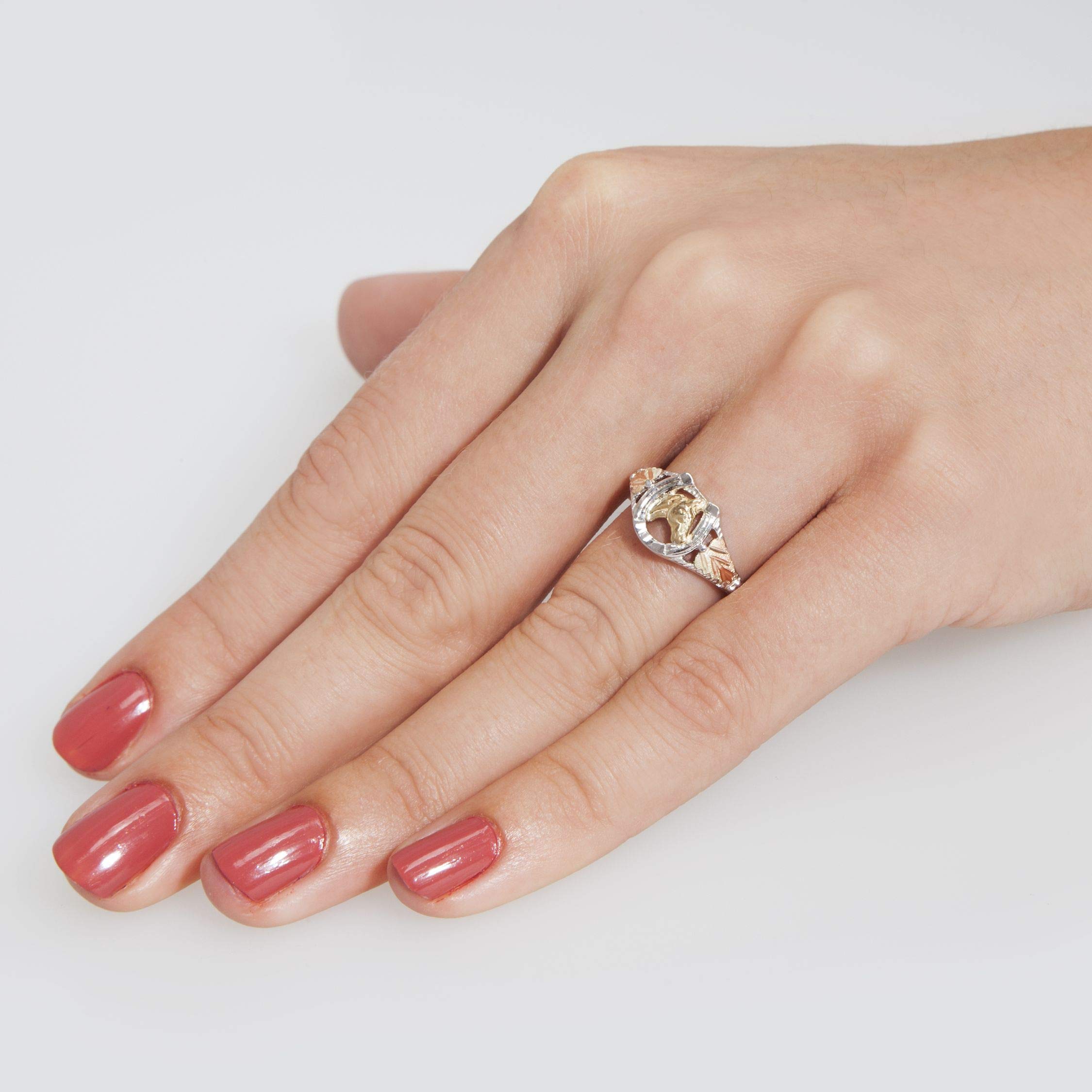 Sterling Silver Black Hills Gold Horseshoe Ring for Women - Elegant Jewelry for Good Luck & Western Style Fashion