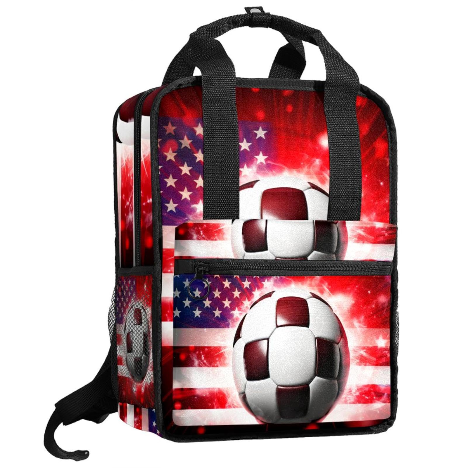Best Travel Backpack for Women & Men - Durable American Flag Football Backpack for Hiking, College, Work & Outdoor Adventures