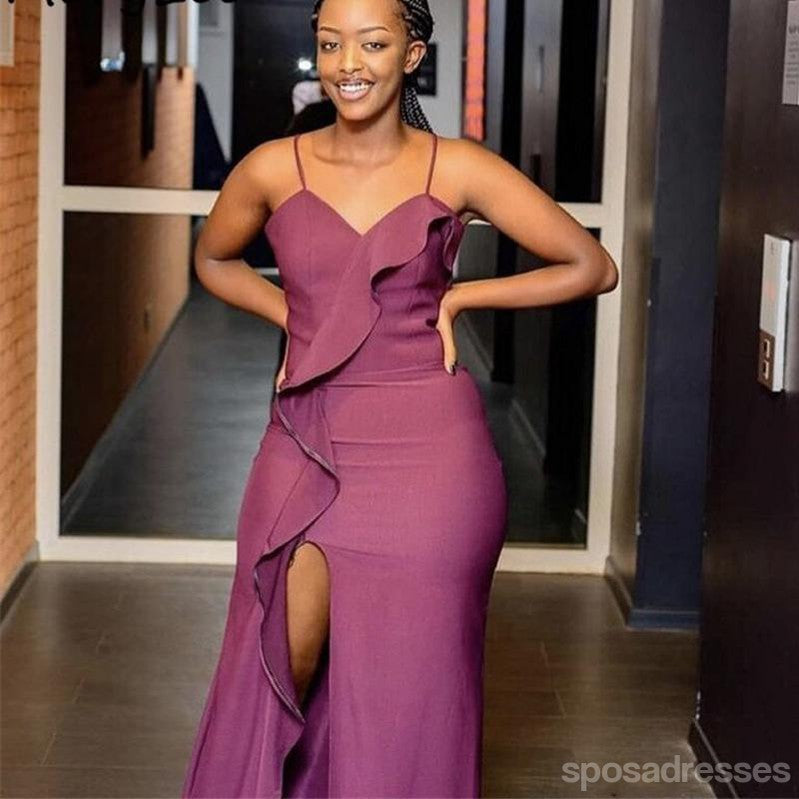 Elegant Mermaid Spaghetti Straps Side Slit Long Bridesmaid Dresses - WG913 | Perfect for Weddings, Prom & Formal Events