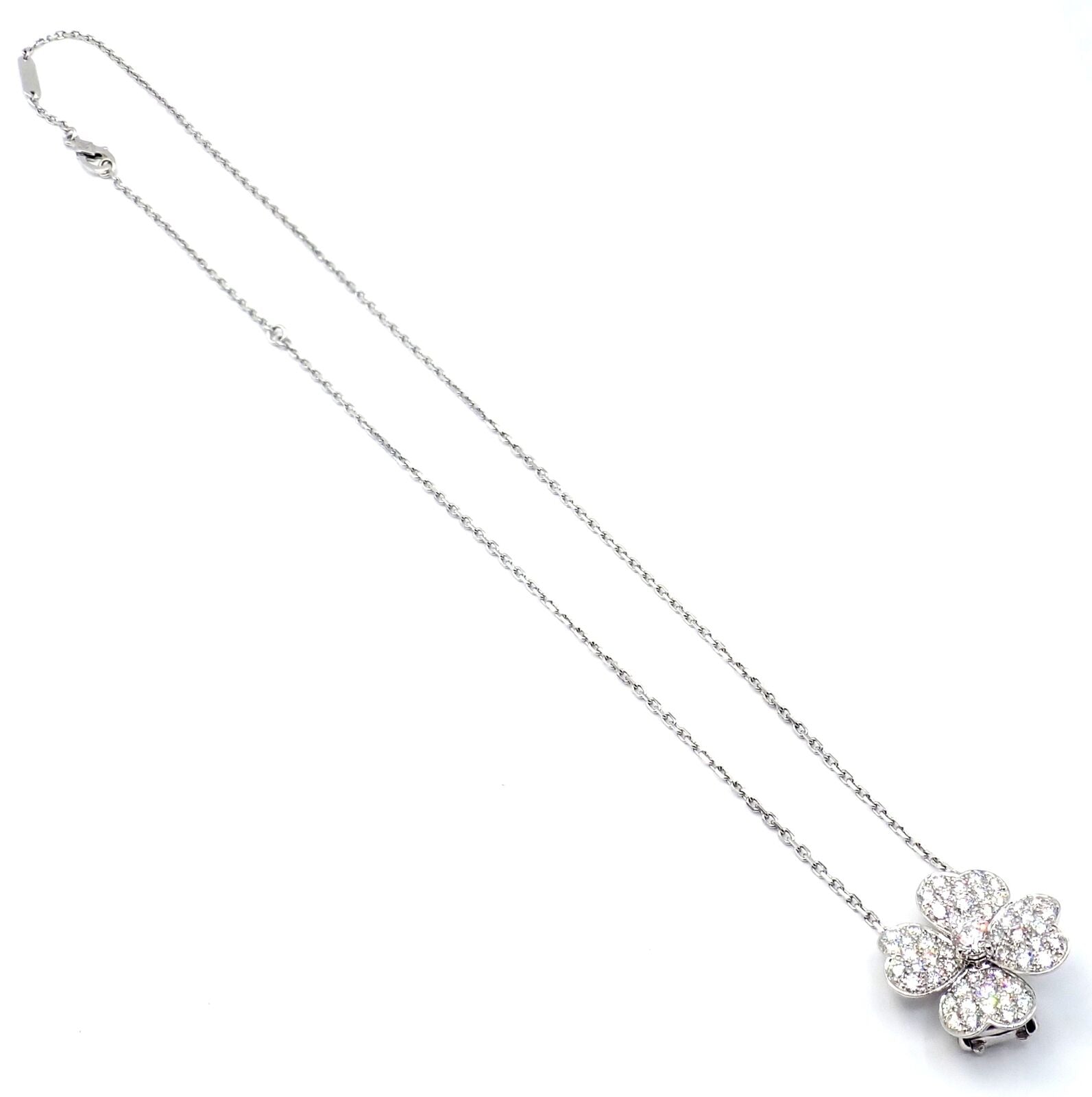 Van Cleef & Arpels Cosmos 18k White Gold Diamond Brooch Pendant Necklace - Luxury Jewelry for Women, Elegant Gift for Anniversary & Special Occasions