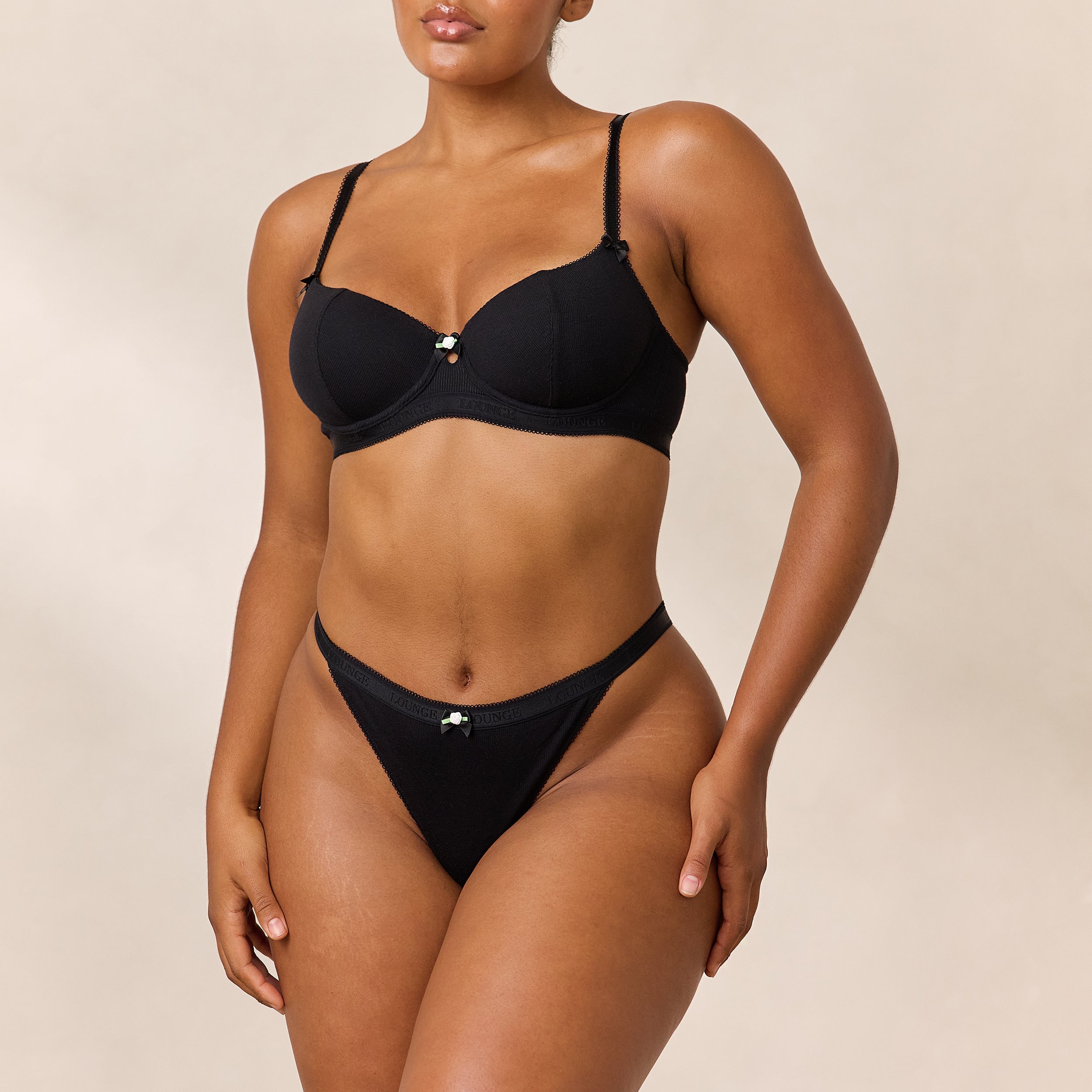 Rosebud Ribbed Balcony Bra - Lace Underwire Push Up Bra for Women, Sexy Comfortable Everyday Wear, Perfect for Date Night & Special Occasions